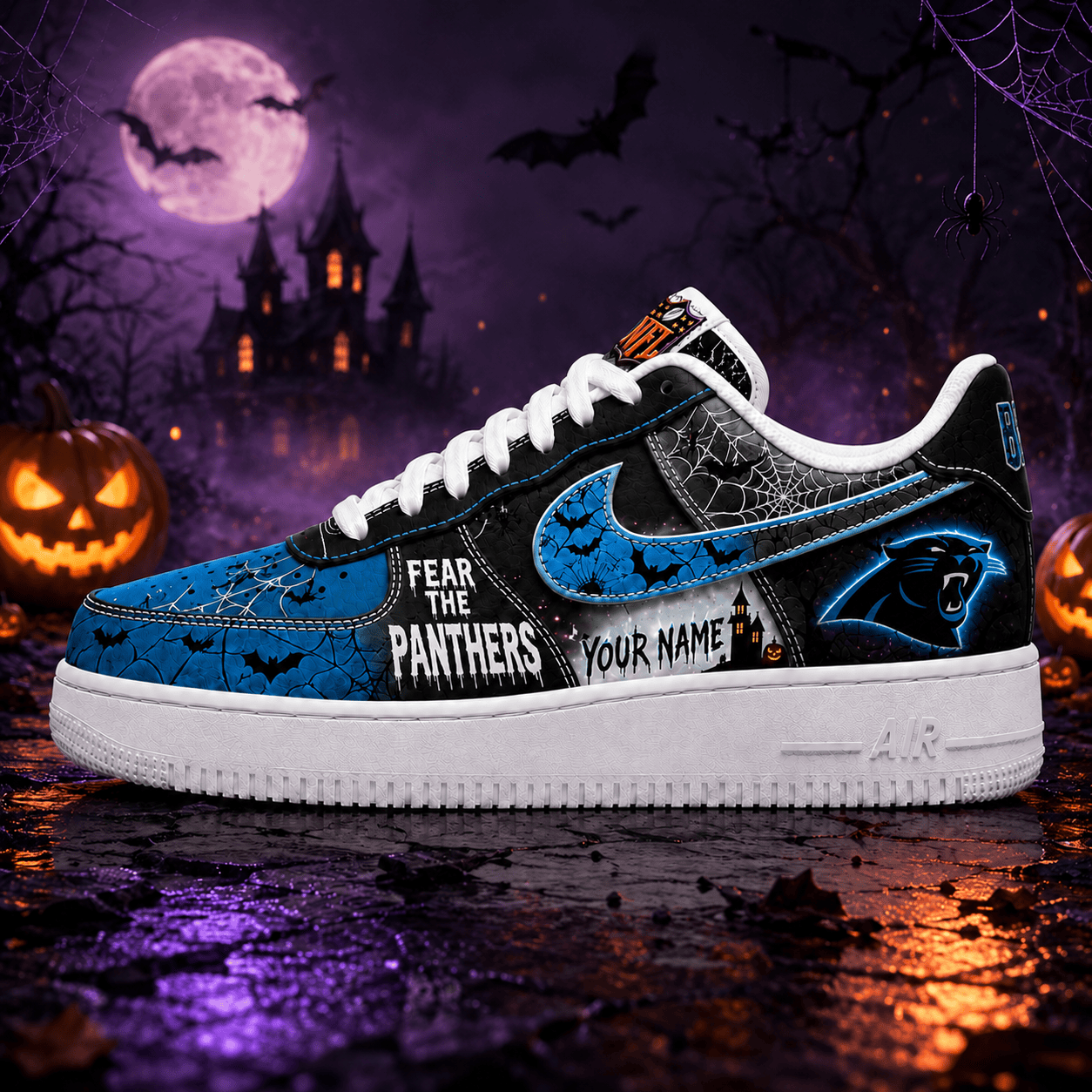 Carolina Panthers | Premium NFL Fear The Team Halloween AF1 Sneakers