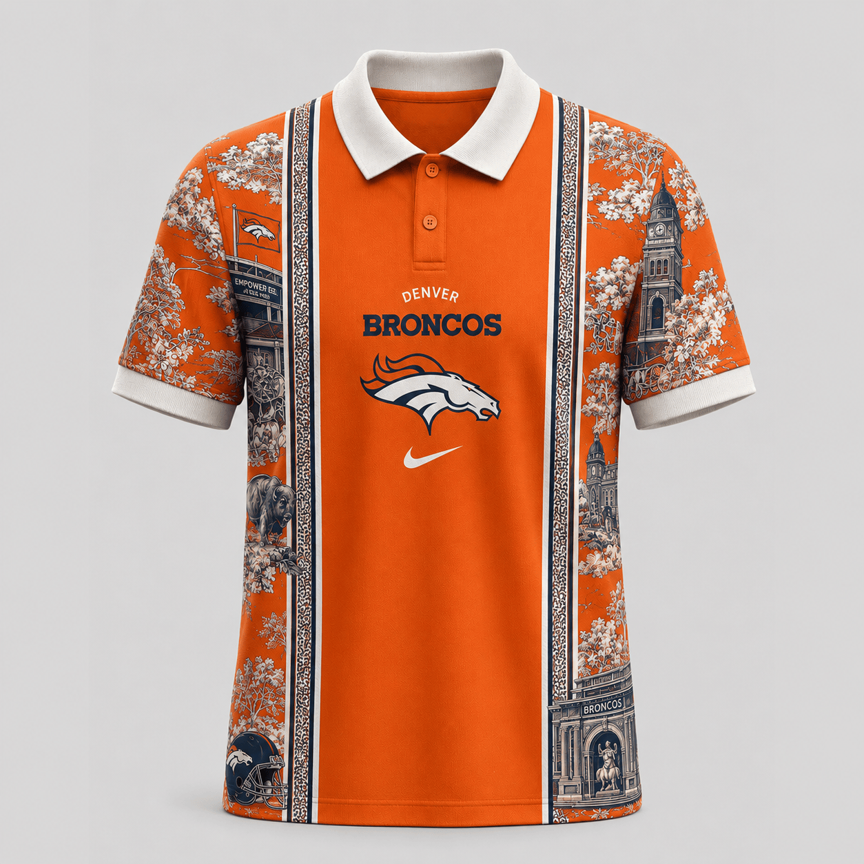 Denver Broncos | Premium NFL Heritage Cityscape Polo Shirt for Loyal Fans TD