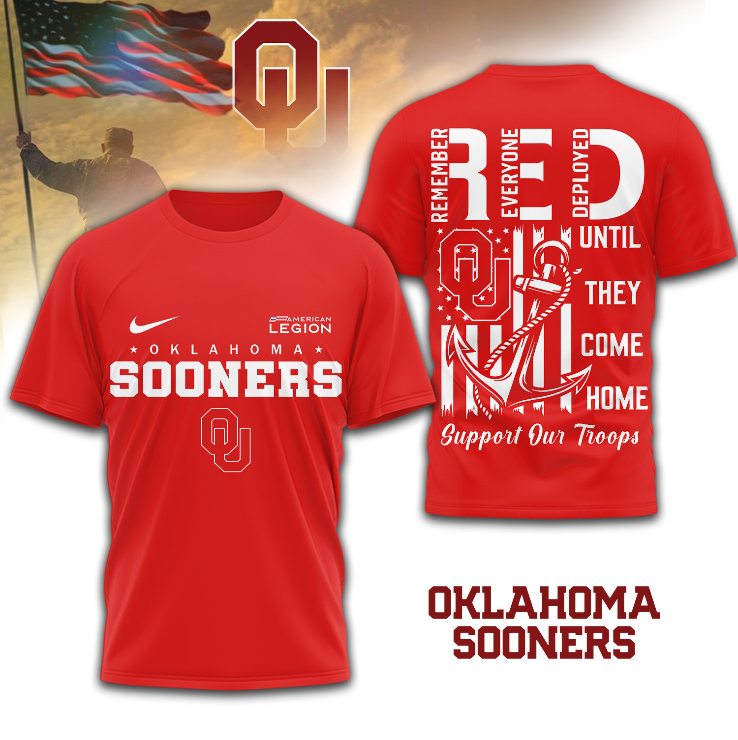 Oklahoma Sooners | Premium NCAA Red Friday Shirt TD