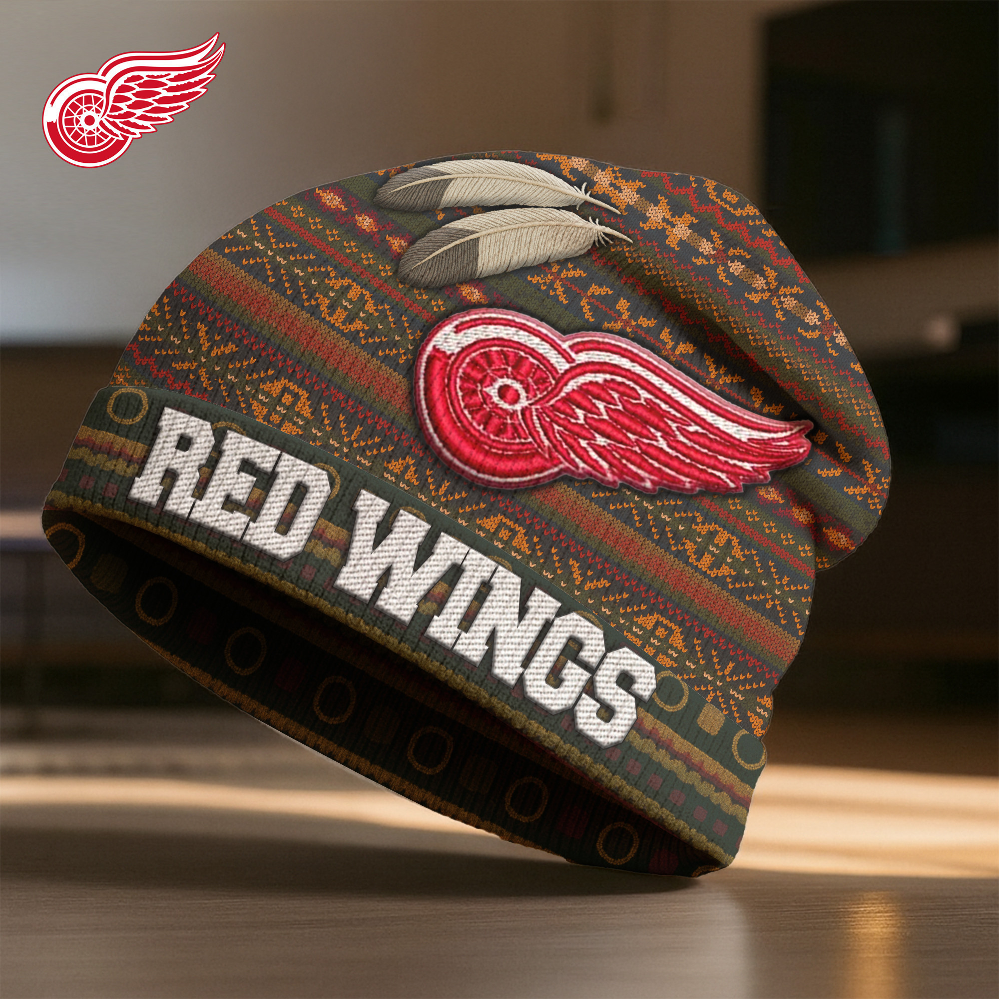 Detroit Red Wings | Premium NHL Feathered Beanie Hat HY