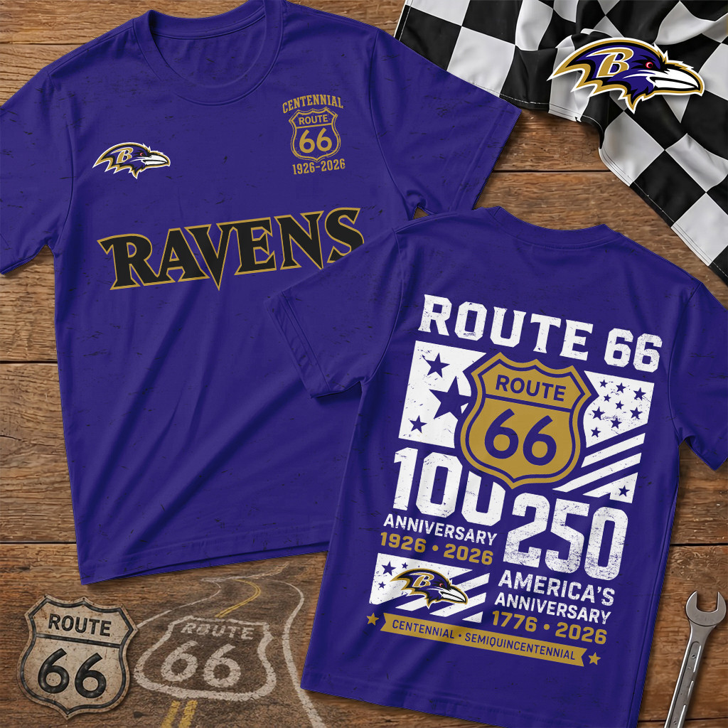 Baltimore Ravens | Premium NFL Route 66 Centennial T-Shirt TD