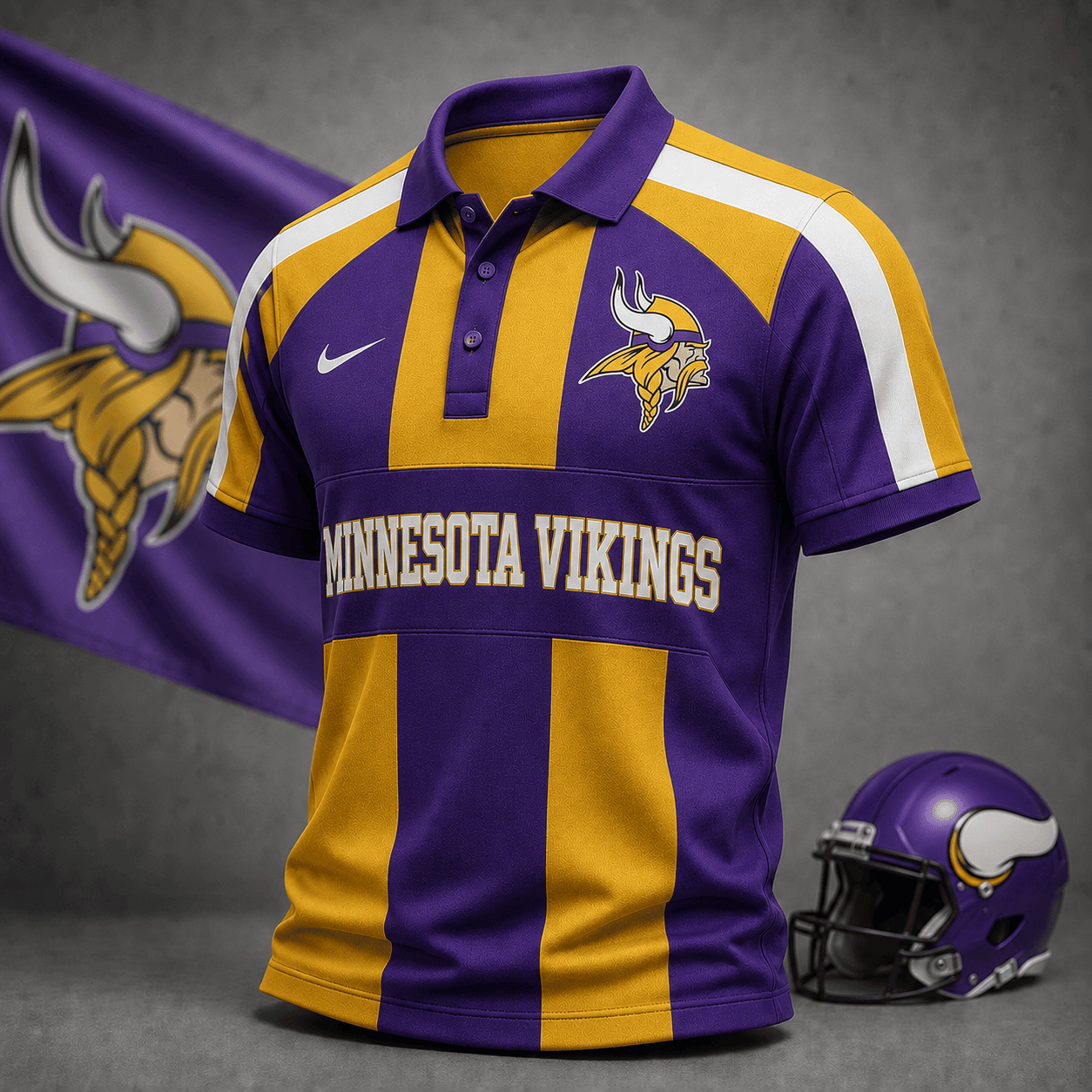 Minnesota Vikings | Premium NFL Heritage Stripe Rugby Polo Shirt NY