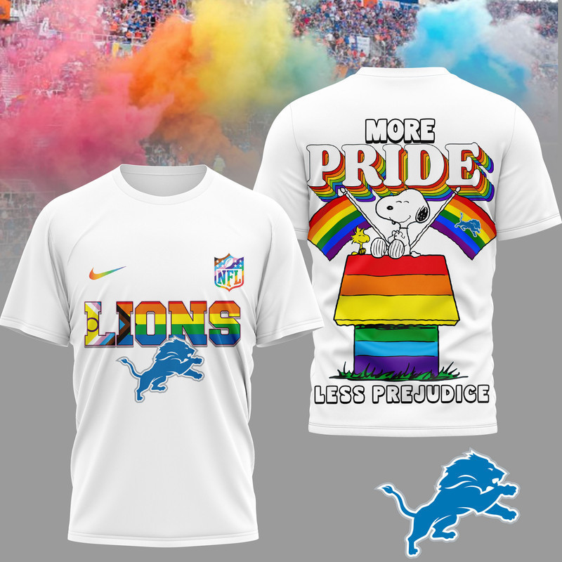 Detroit Lions | Premium NFL Snoopy Pride Month 3D T-Shirt HY