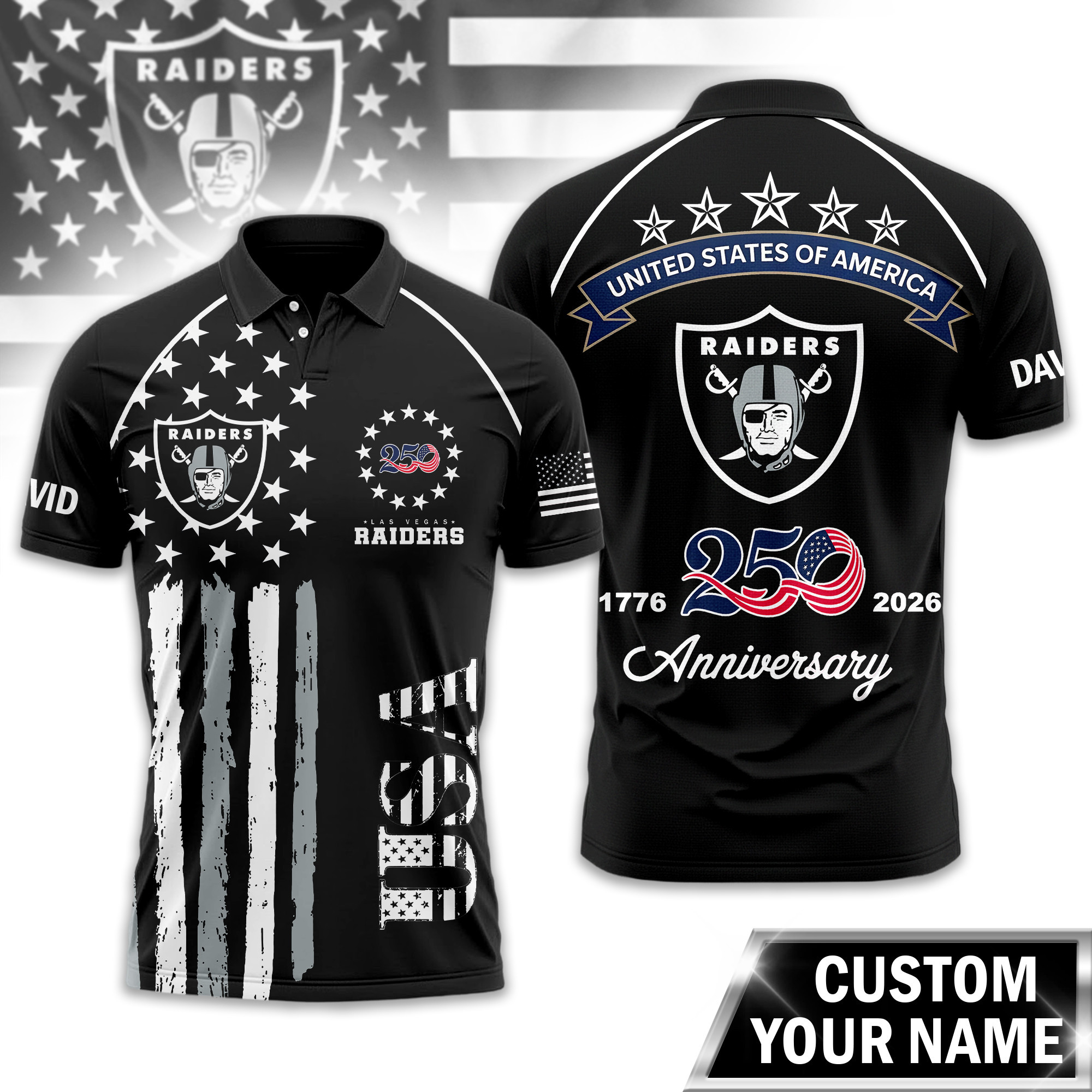 Las Vegas Raiders | Premium NFL American Semiquincentennial Polo Shirt TD