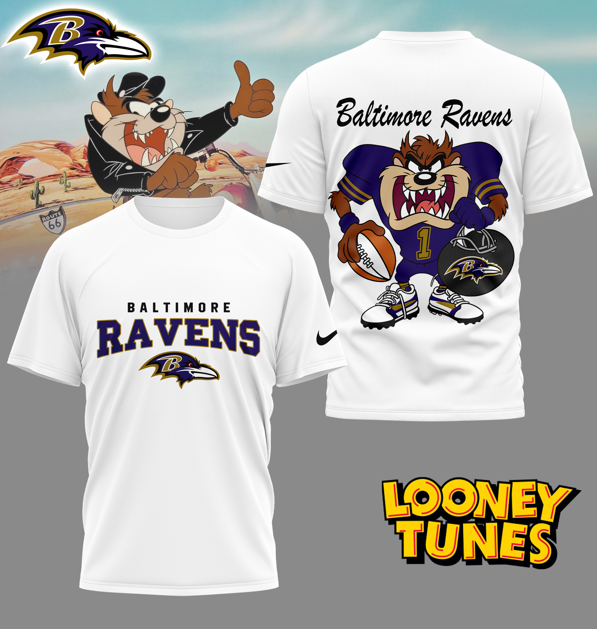 Baltimore Ravens | Premium NFL and Looney Tunes Fan Shirt HI