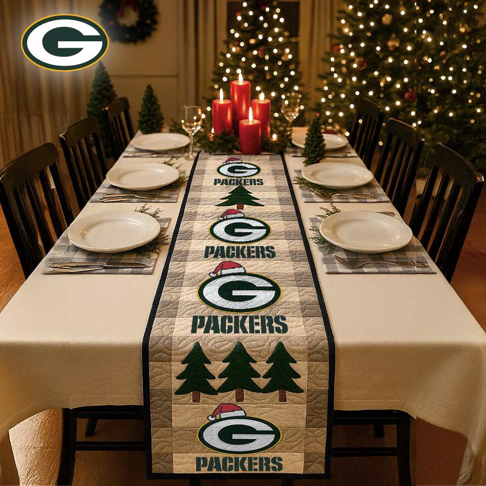 Green Bay Packers | Premium NFL Quilted Christmas Table Runner HI