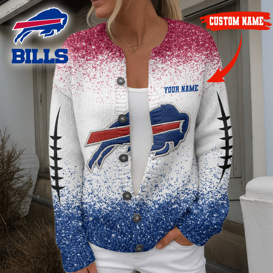 Buffalo Bills | Premium NFL Glitter Effect Cozy Knit Cardigan HI