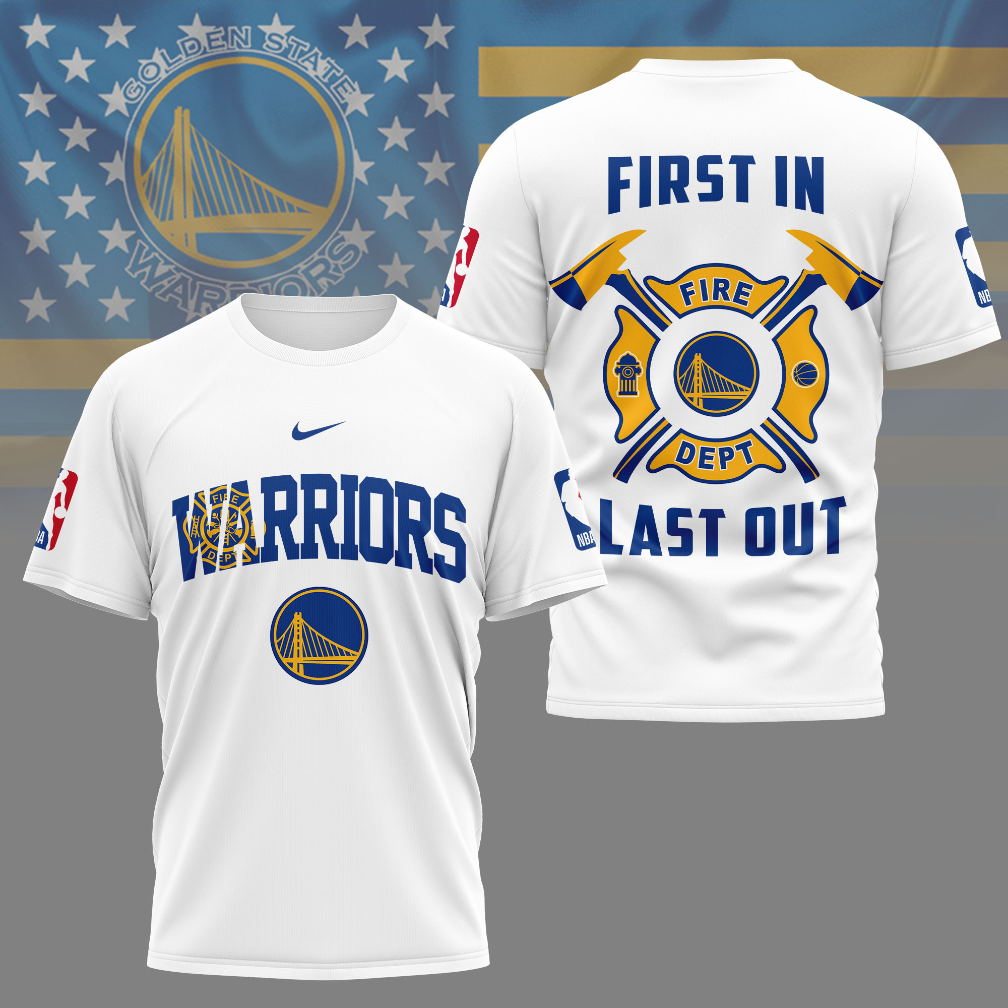 Golden State Warriors | Premium NBA Fire Dept 3D Shirt TD
