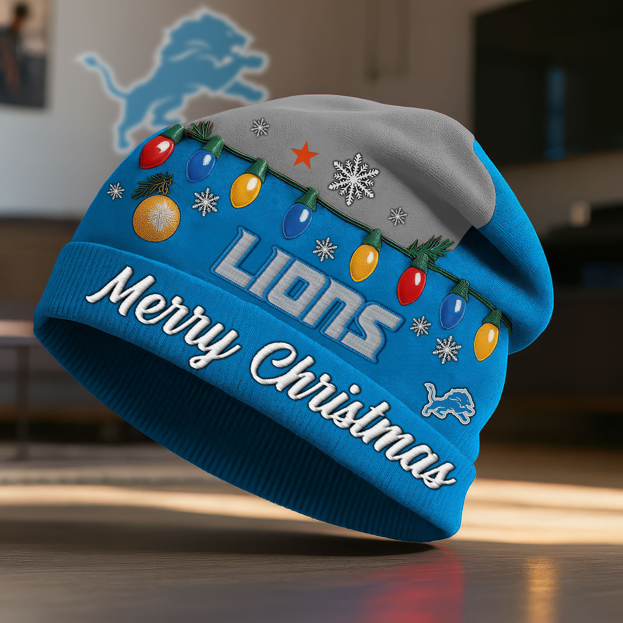 Detroit Lions | Premium NFL Christmas Beanie Hat NY