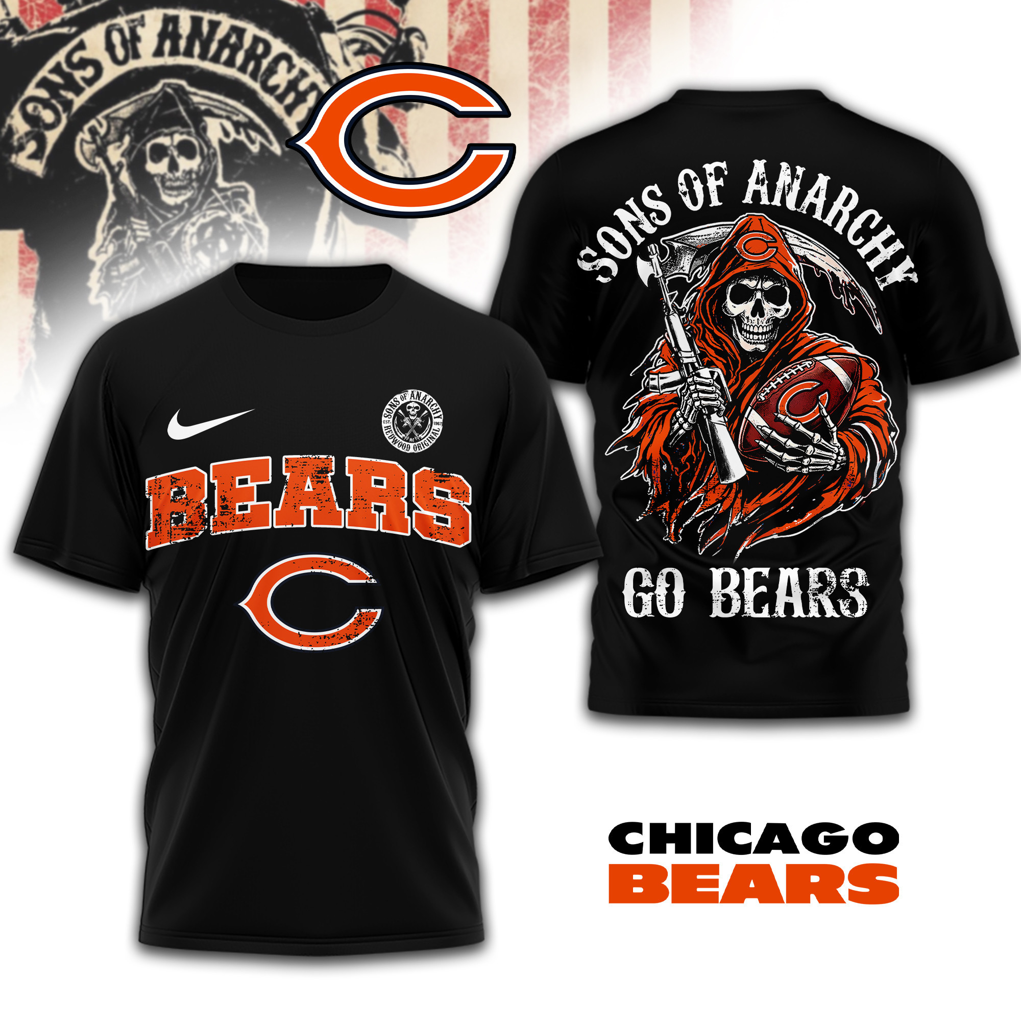Chicago Bears | Premium NFL Sons of Anarchy 3D Shirt TD