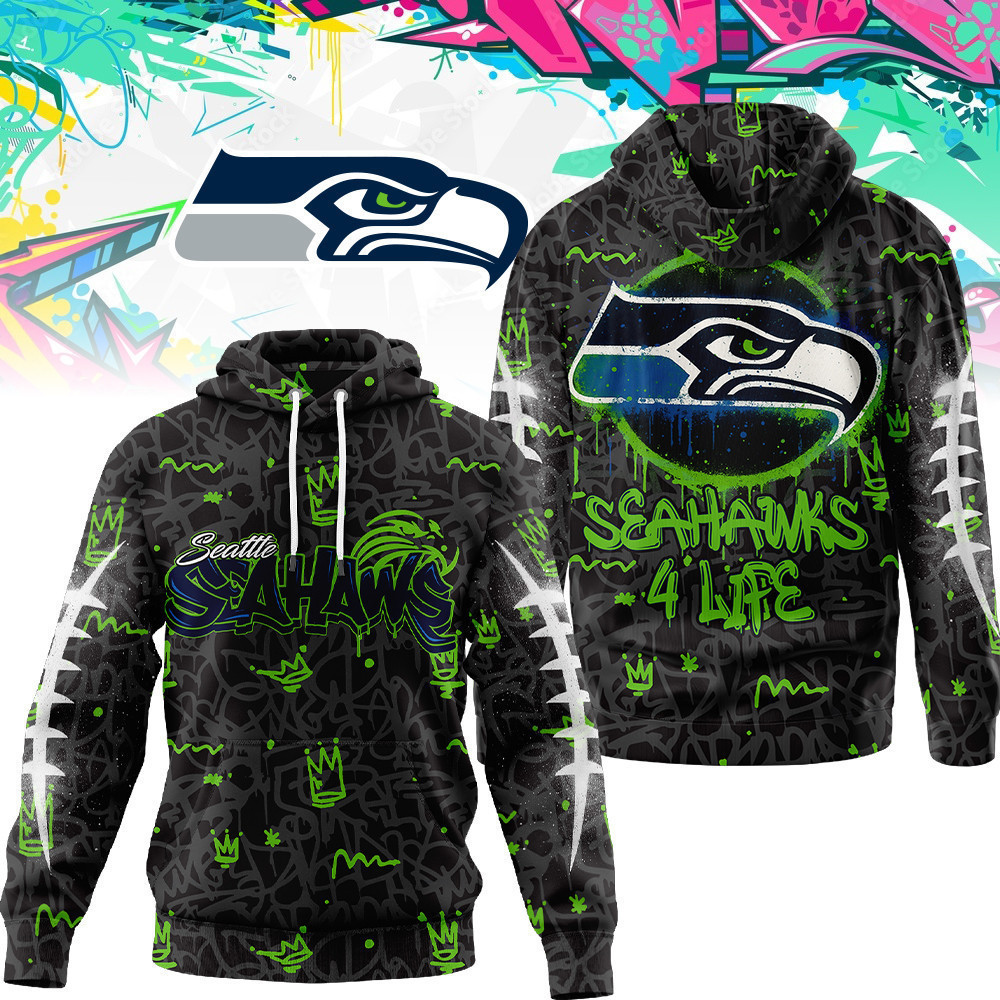 Seattle Seahawks | Premium NFL Special Graffiti My Team 4 Life Hoodie MM