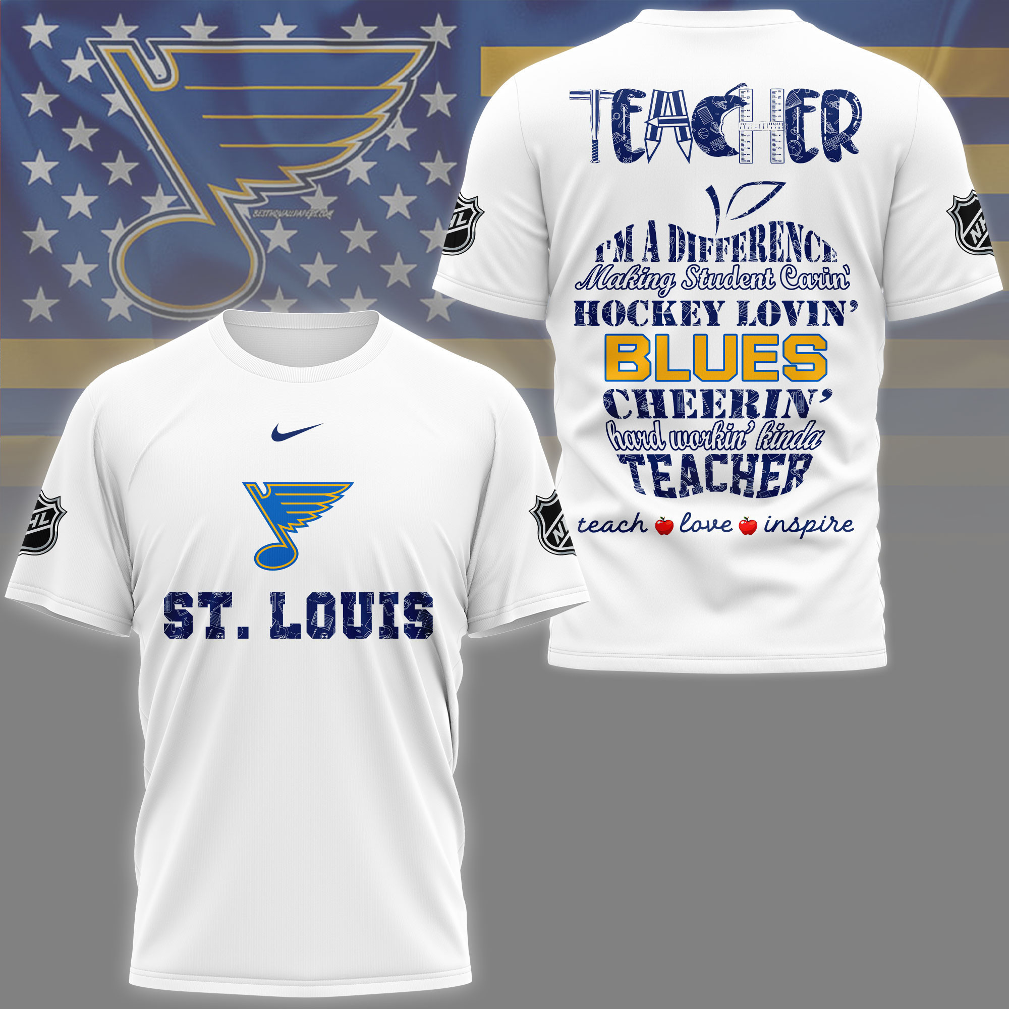 St. Louis Blues | Premium NHL Teacher Pride 3D Shirt NY