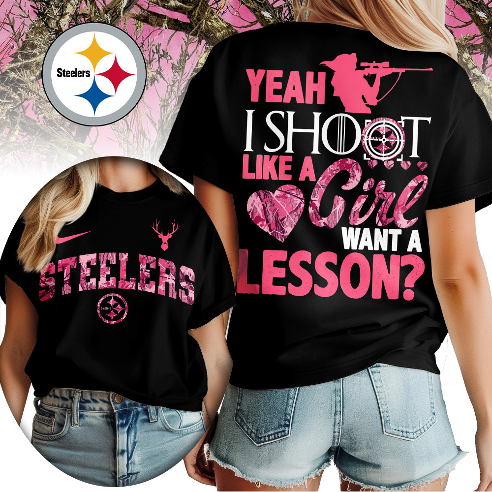 Pittsburgh Steelers | Premium NFL Shoot Like A Girl Women Shirt TD