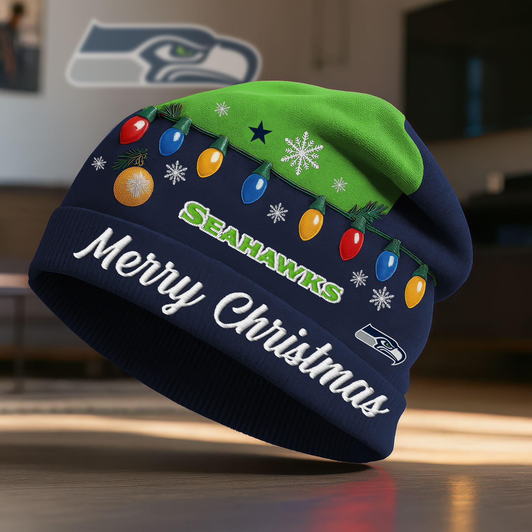 Seattle Seahawks | Premium NFL Christmas Beanie Hat NY