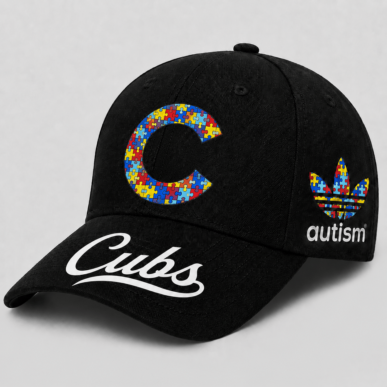 Chicago Cubs | Premium MLB Puzzle Heart Autism Baseball Cap