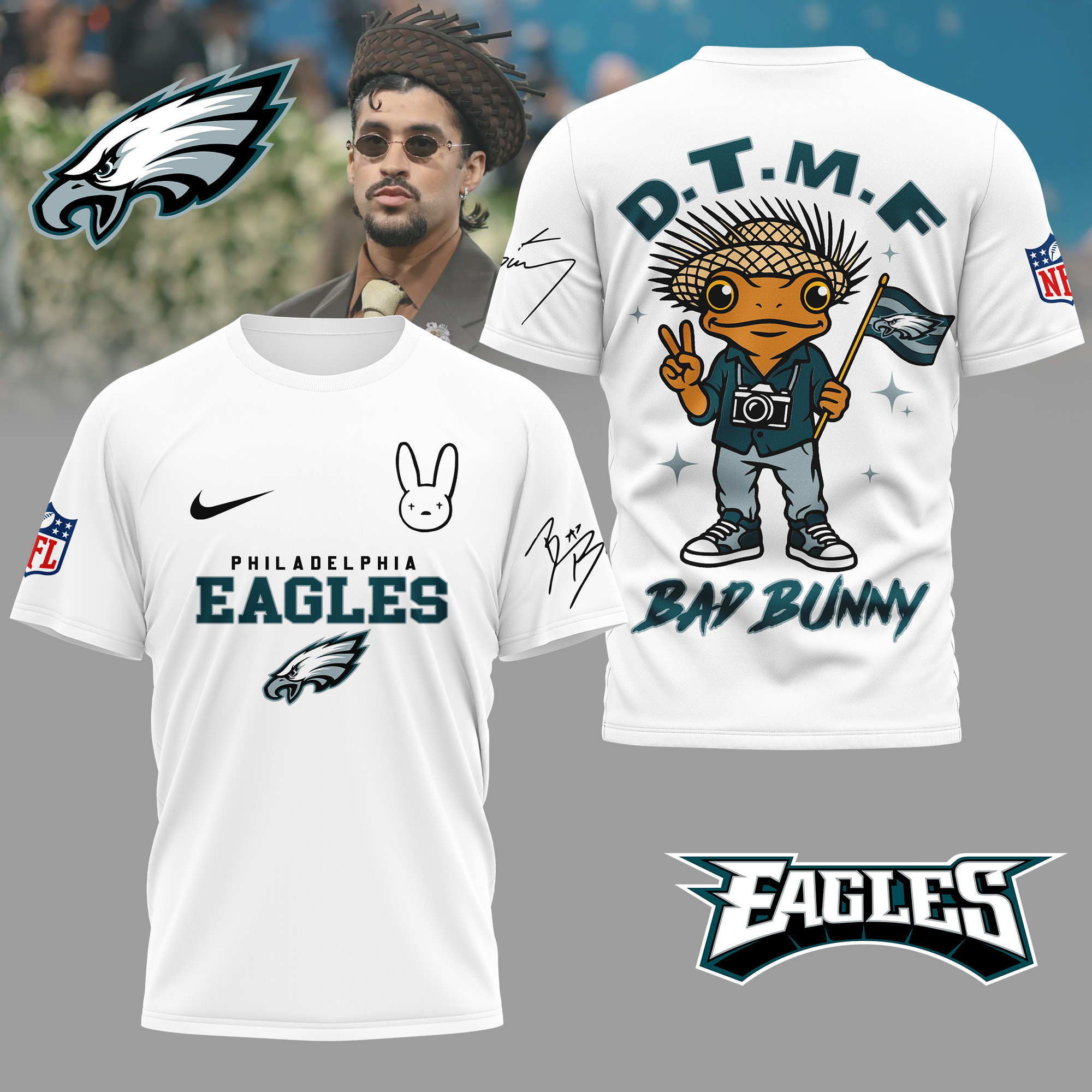 Philadelphia Eagles | Premium NFL Bad Bunny 3D Shirt TD
