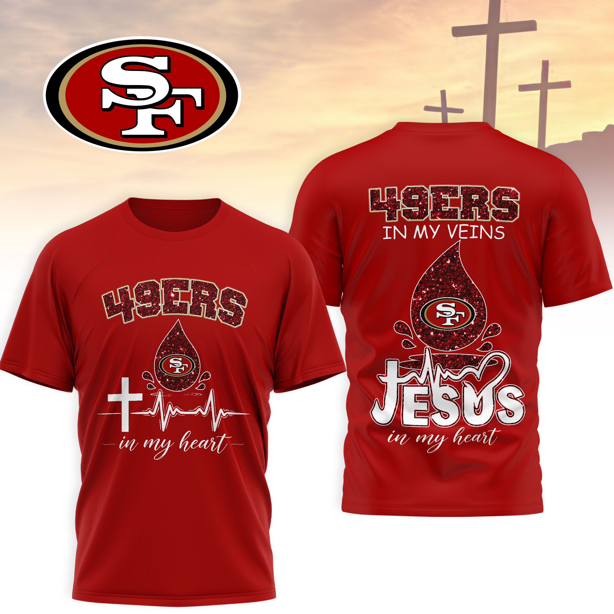 San Francisco 49ers | Premium NFL Jesus In My Heart 3D Shirt NTH1