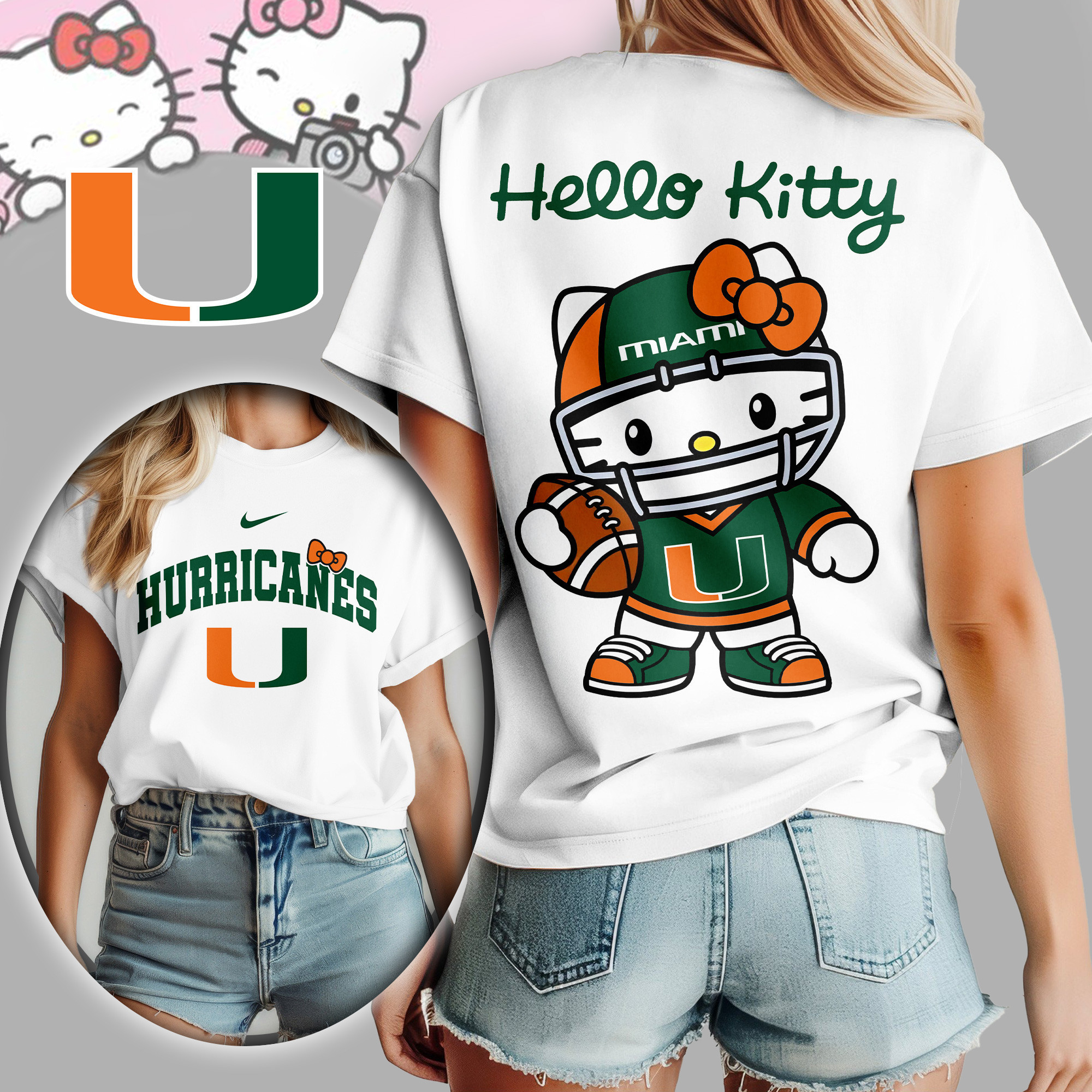 Miami Hurricanes | Premium NCAA Hello Kitty Women's Shirt TD