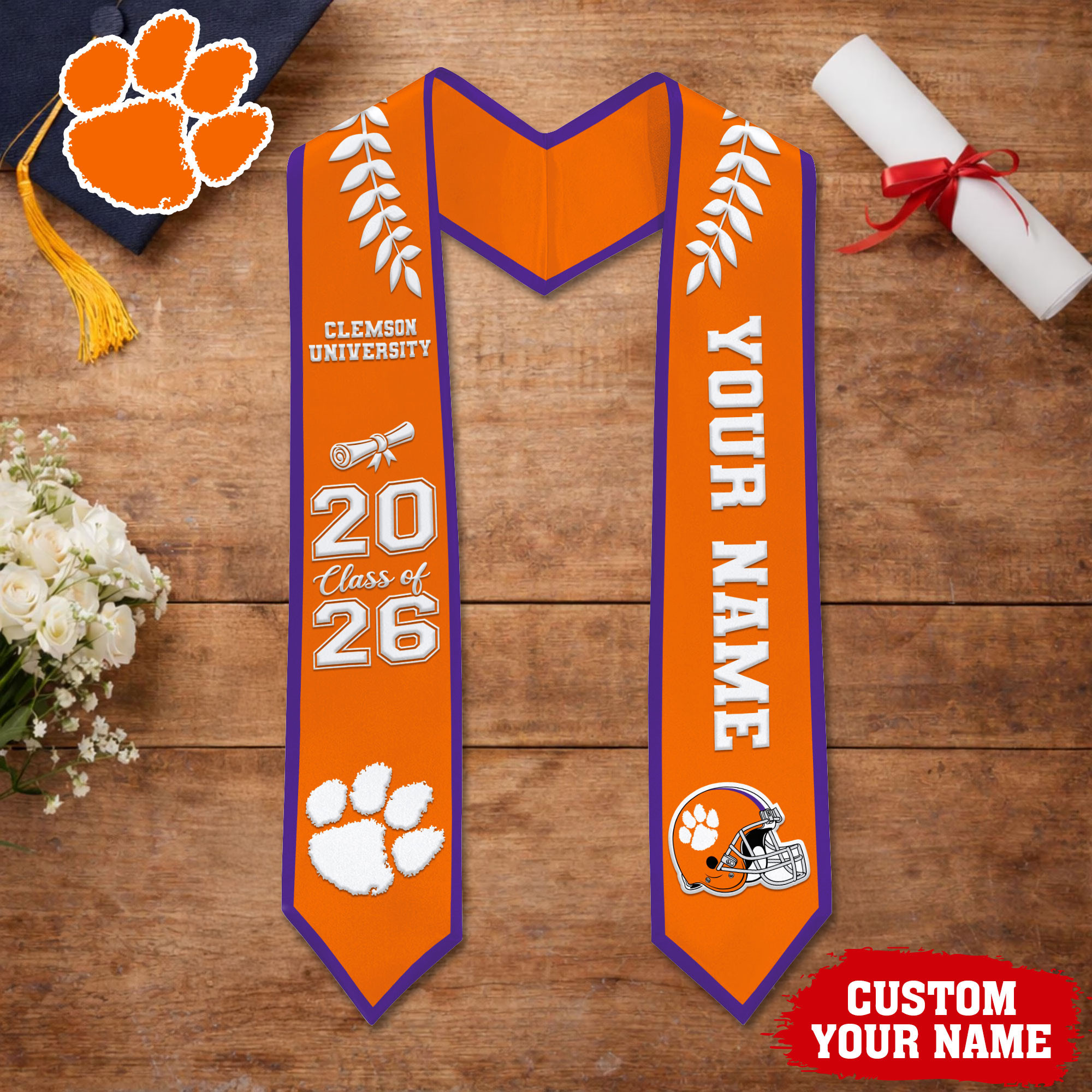 Clemson Tigers | Premium NCAA Graduation Stole NY