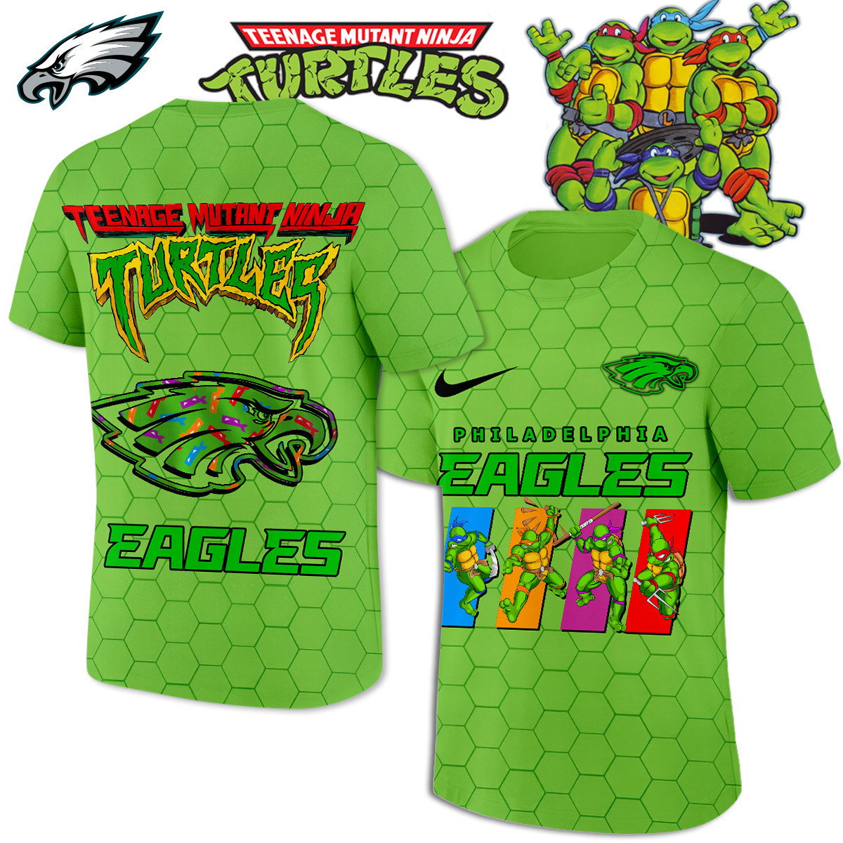 Philadelphia Eagles | Premium NFL x Teenage Mutant Ninja Turtles 3D Shirt HI