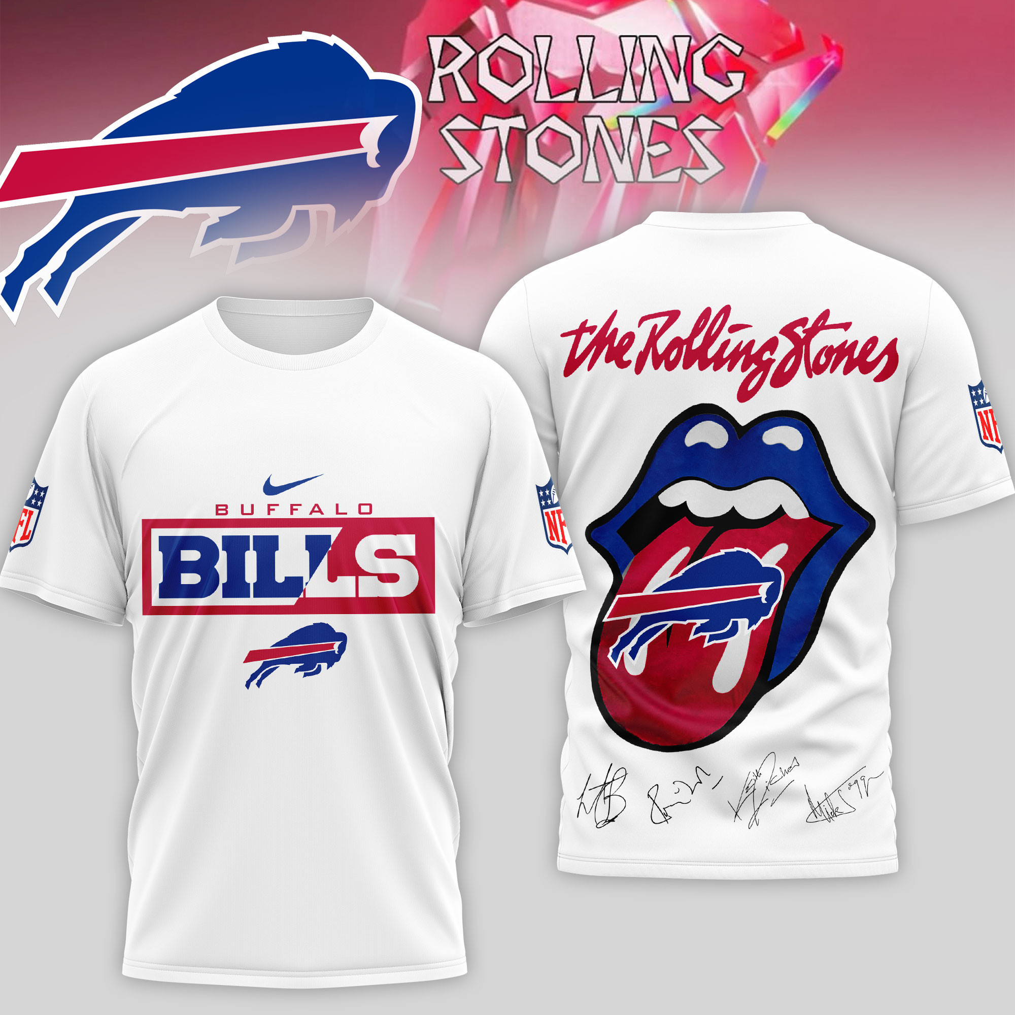 Buffalo Bills | Premium NFL The Rolling Stones 3D Shirt TD