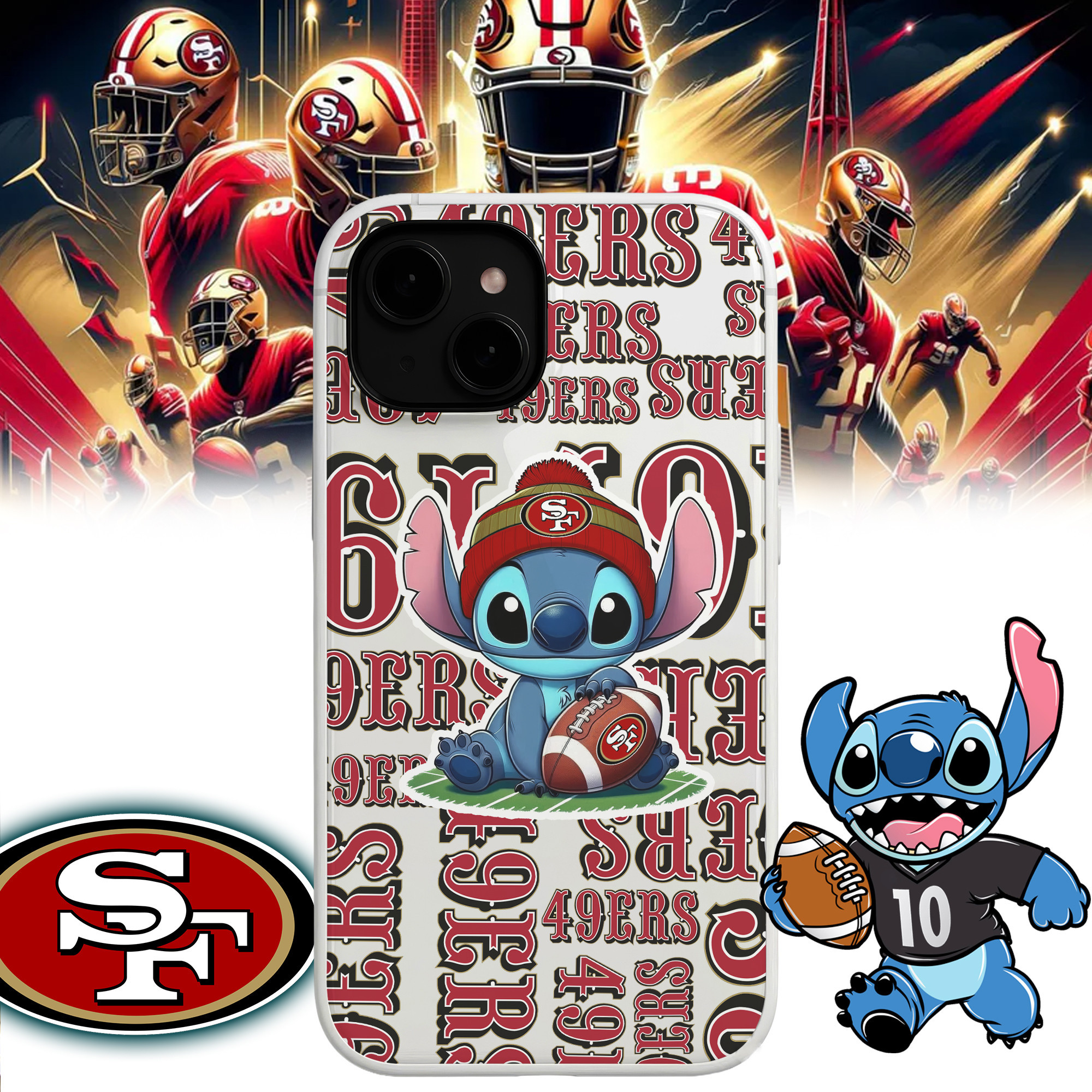 San Francisco 49ers | Premium NFL Stitch Loves Football Phone Case NP