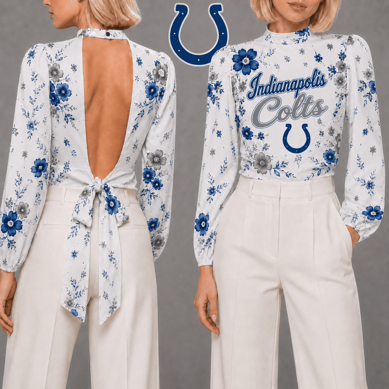 Indianapolis Colts | Premium NFL Floral Backless Long Sleeve Shirt NY