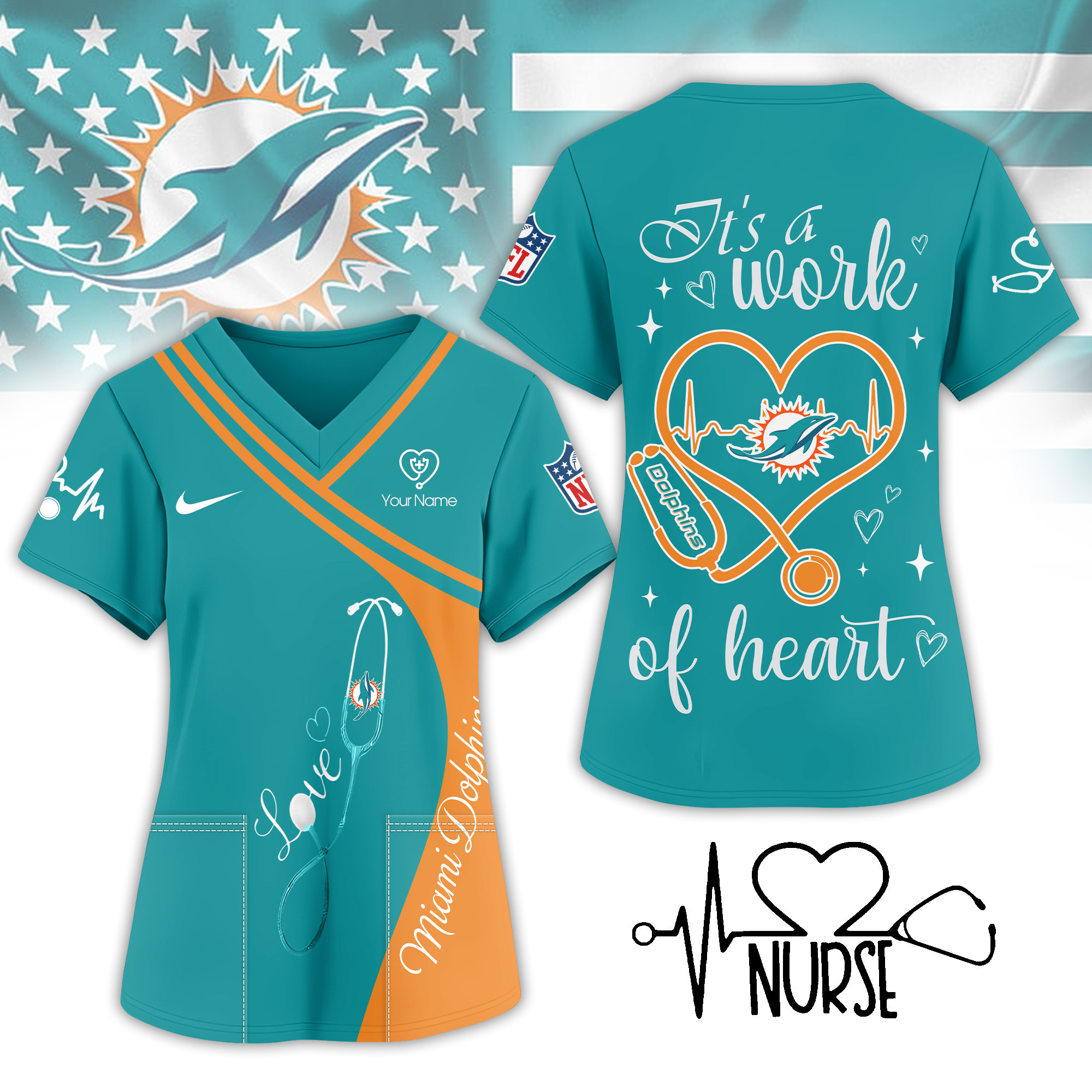 Miami Dolphins | Premium NFL Nurse Pride 3D Shirt NY