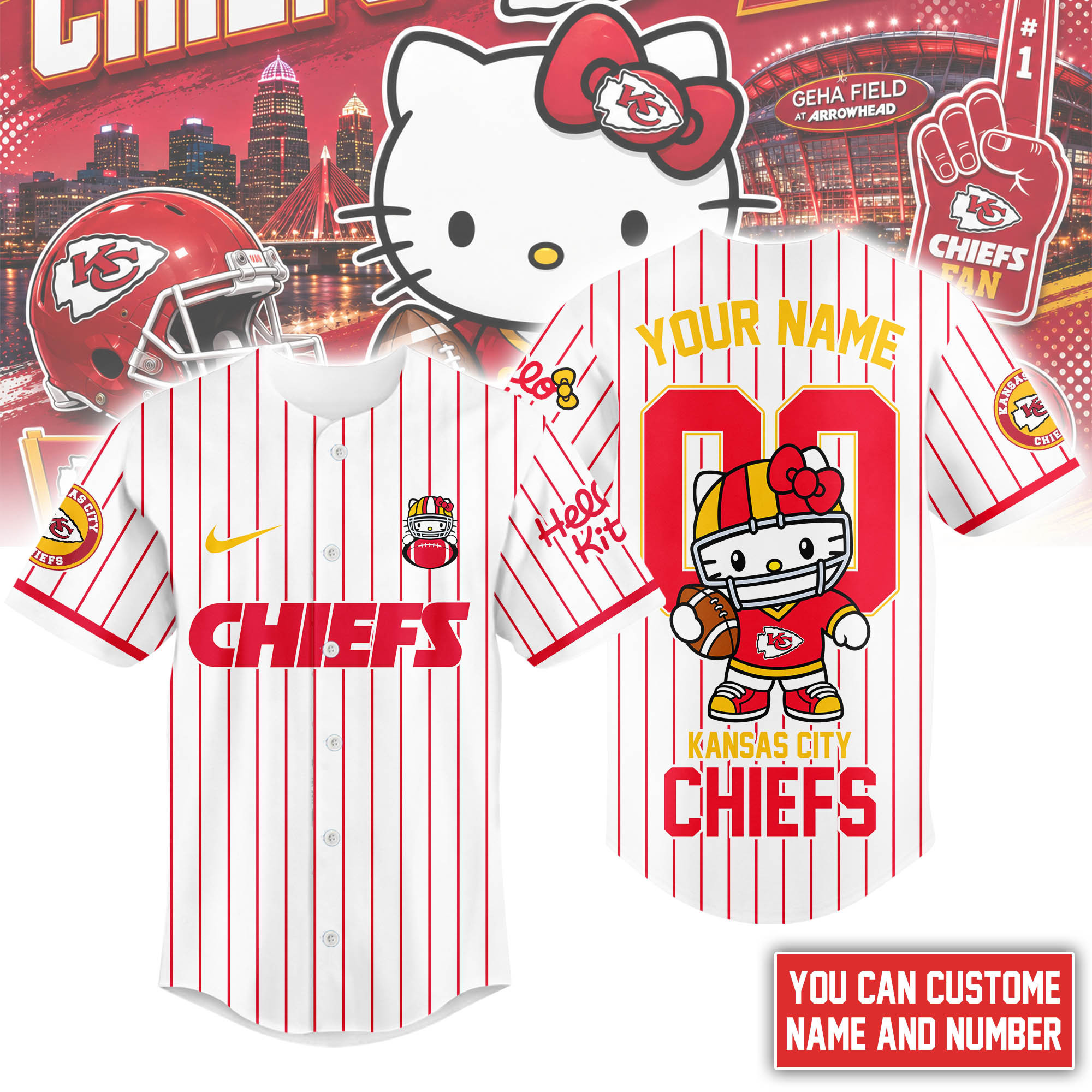 Kansas City Chiefs | Premium NFL Kitty Game Day Custom Jersey Shirt NTH1