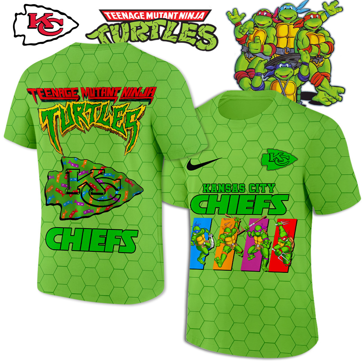Kansas City Chiefs | Premium NFL x Teenage Mutant Ninja Turtles 3D Shirt HI