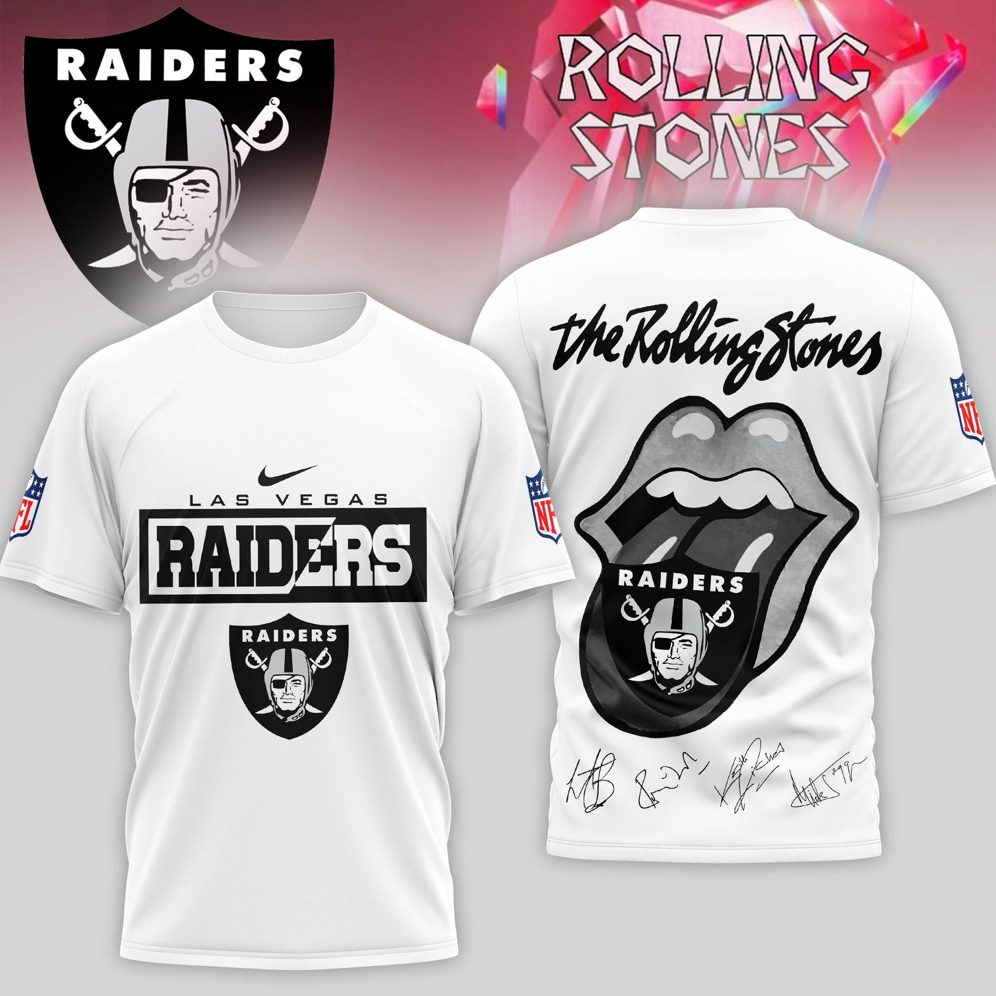 Las Vegas Raiders | Premium NFL The Rolling Stones 3D Shirt TD