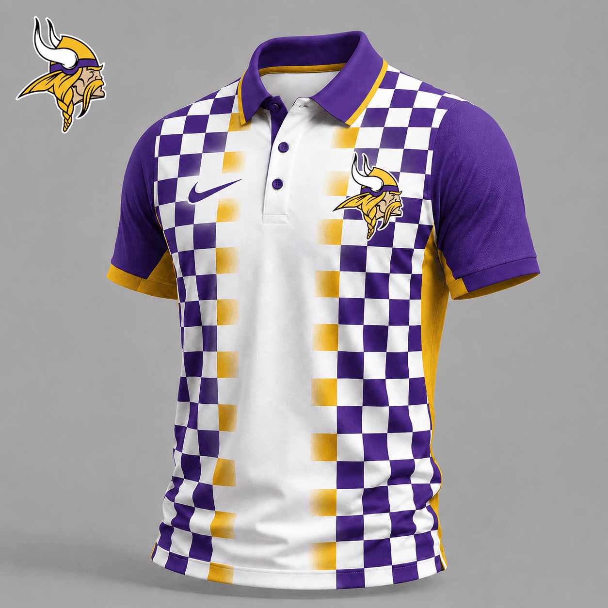 Minnesota Vikings | Premium NFL Checkered Fade Polo Shirt NY