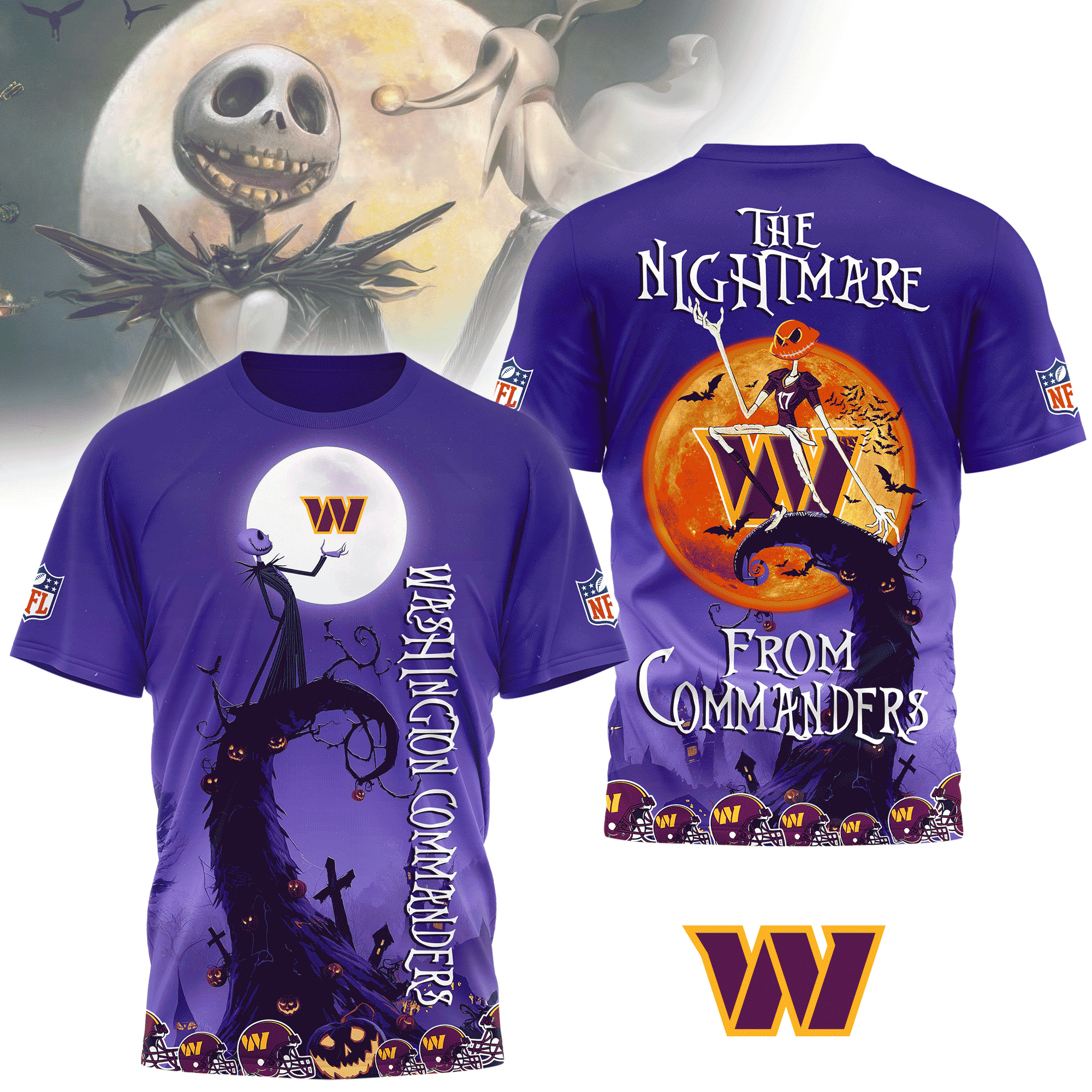 Washington Commanders | Premium NFL Halloween The Nightmare 3D Shirt NY