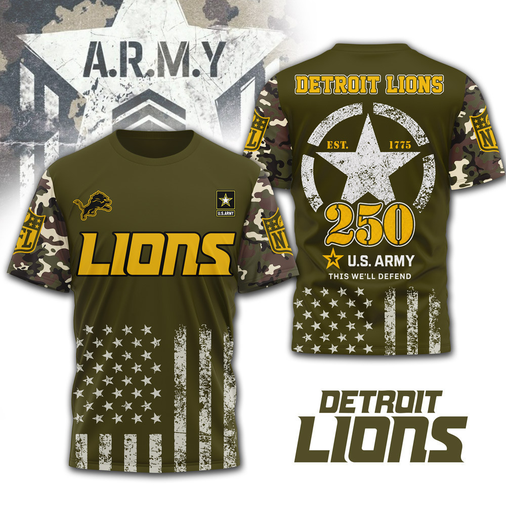 Detroit Lions | Premium NFL Military Pride 3D Shirt NTH1