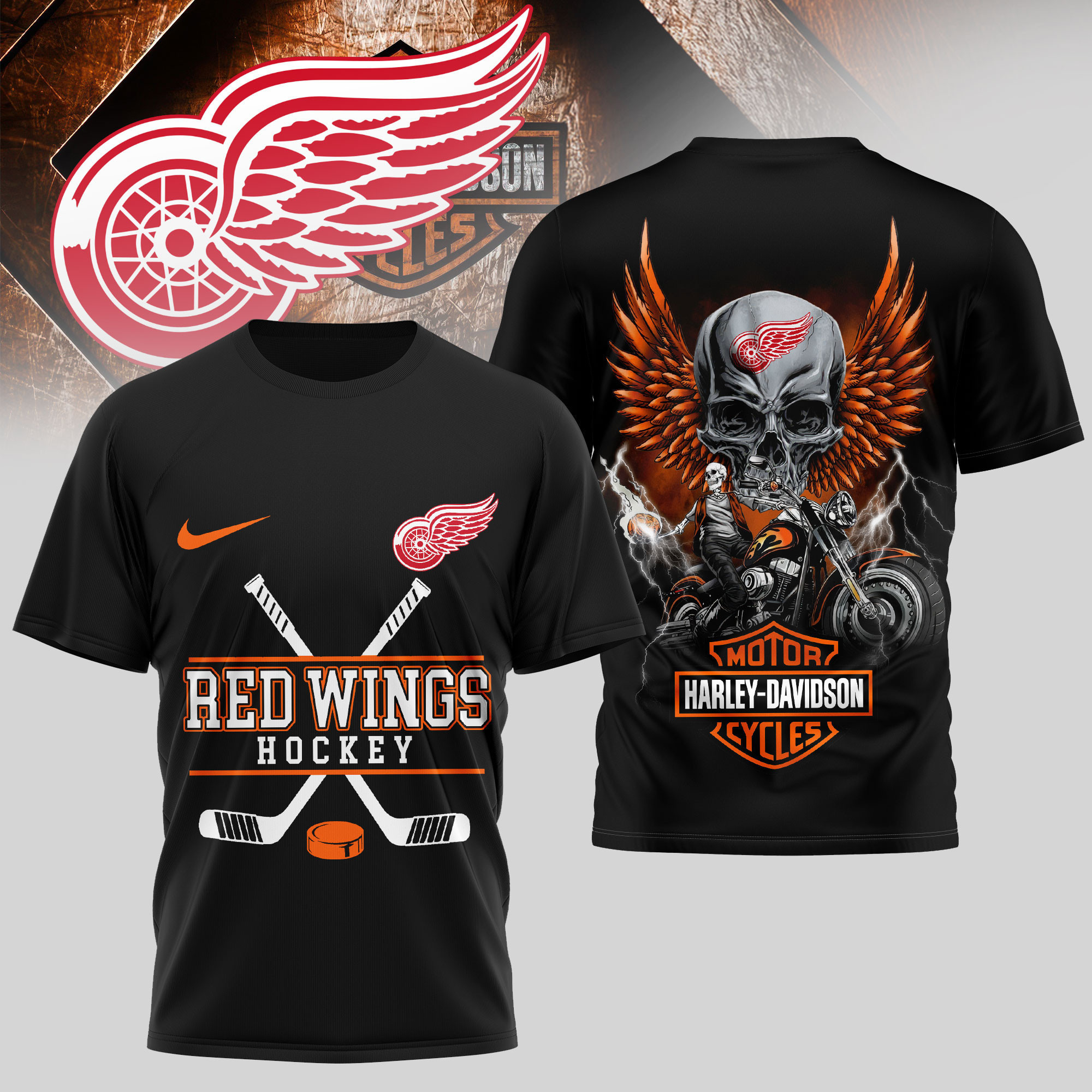 Detroit Red Wings | Premium NHL Harley Davidson 3D Shirt TD