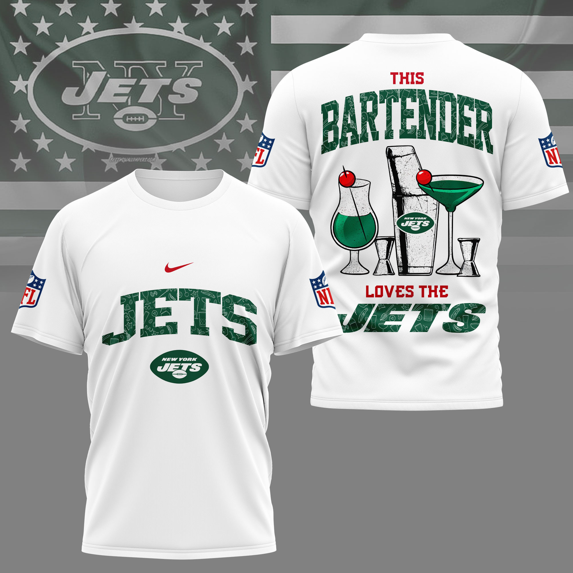 New York Jets | Premium NFL Bartender Fan 3D Shirt NY