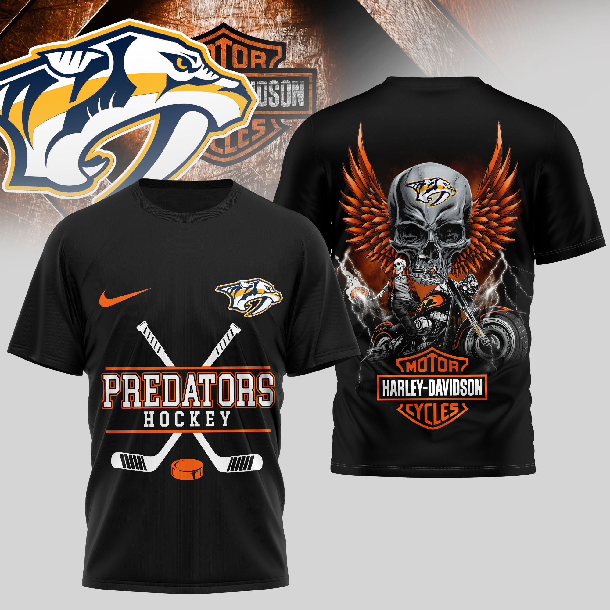 Nashville Predators | Premium NHL Harley Davidson 3D Shirt TD