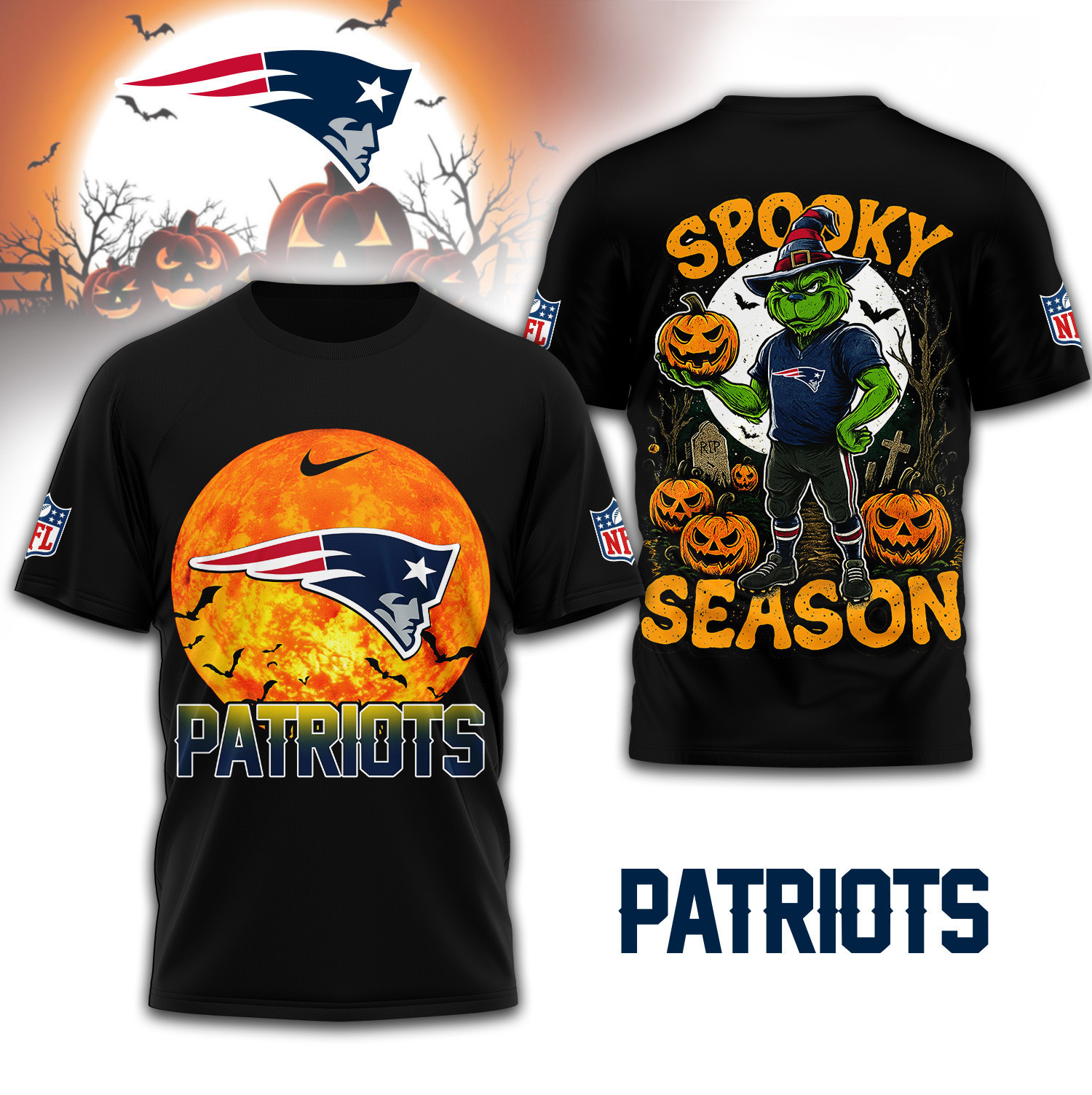 New England Patriots | Premium NFL Spooky Season 3D Shirt TD