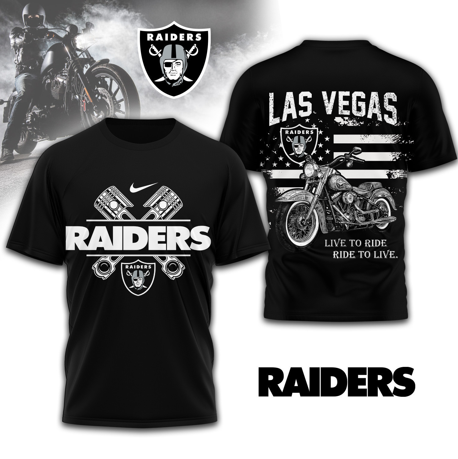 Las Vegas Raiders | Premium NFL Biker 3D Shirt TD230825