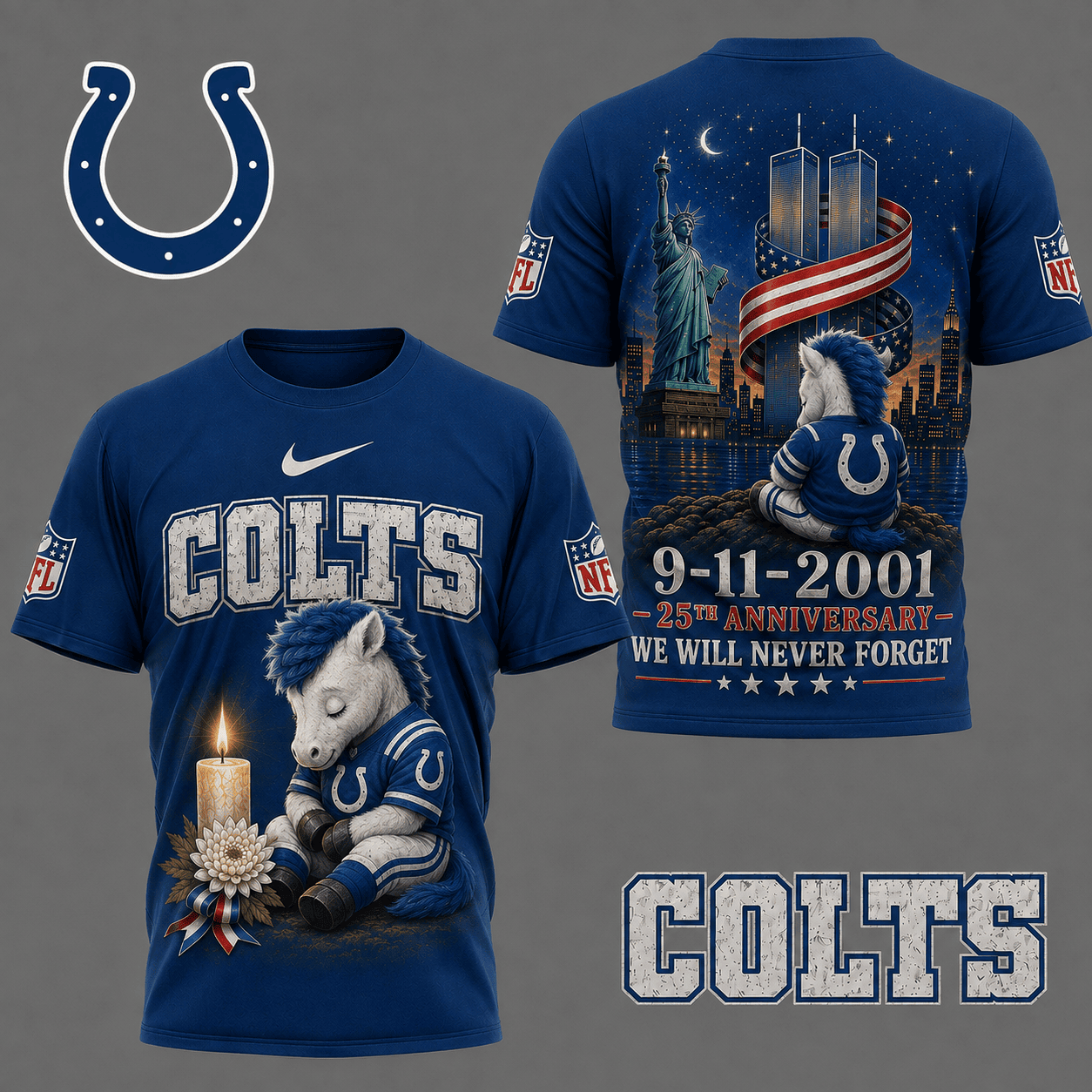 Indianapolis Colts| Premium NFL 9/11 25th Anniversary Never Forget Memorial 3D Shirt NY