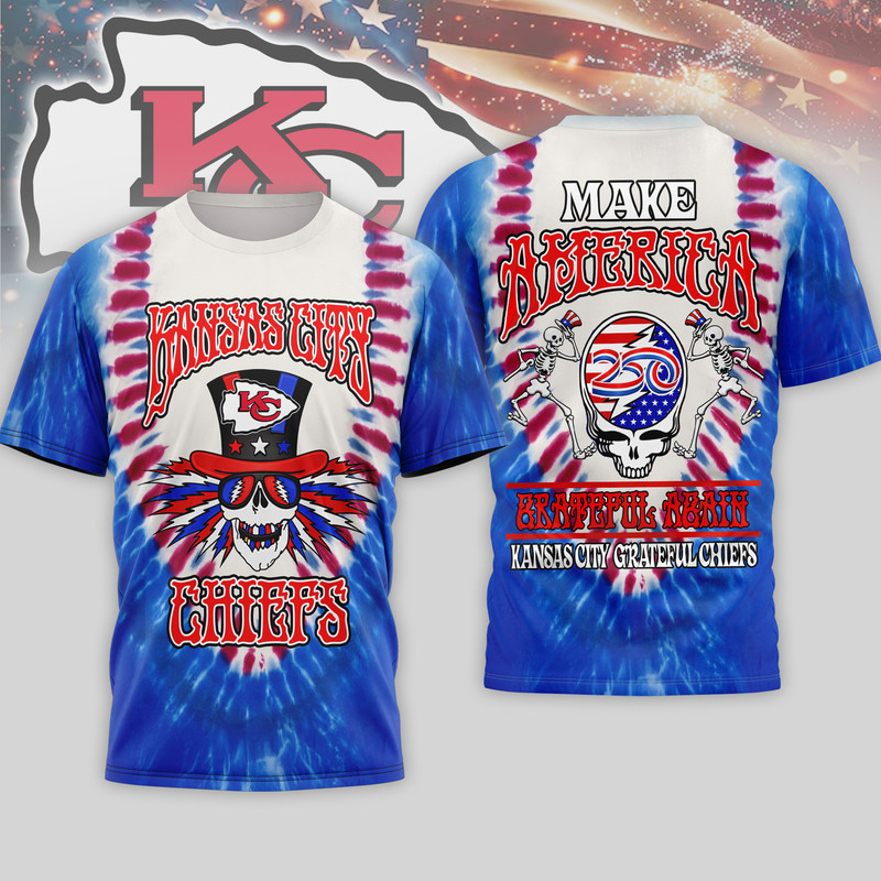 Kansas City Chiefs | Premium NFL Grateful Dead 250 Years Of America 3D Shirt HY