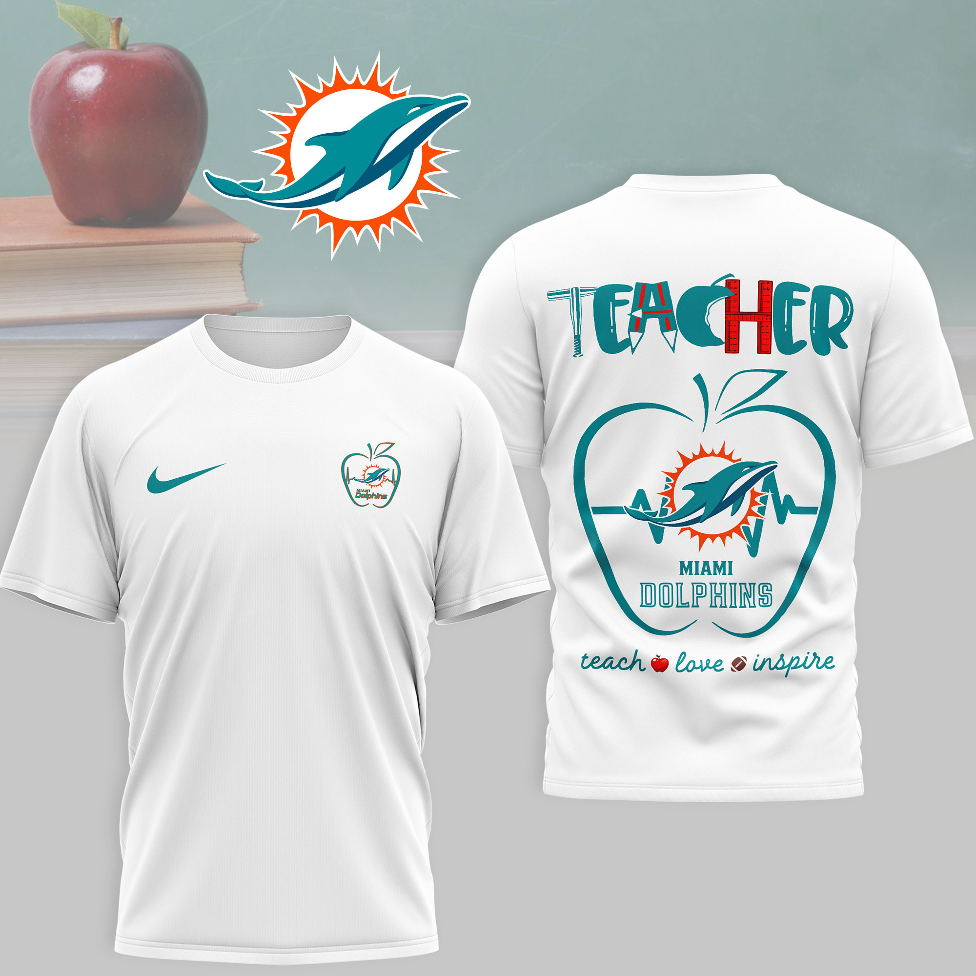 Miami Dolphins | Premium NFL Teacher Game Day 3D Shirt NTH1