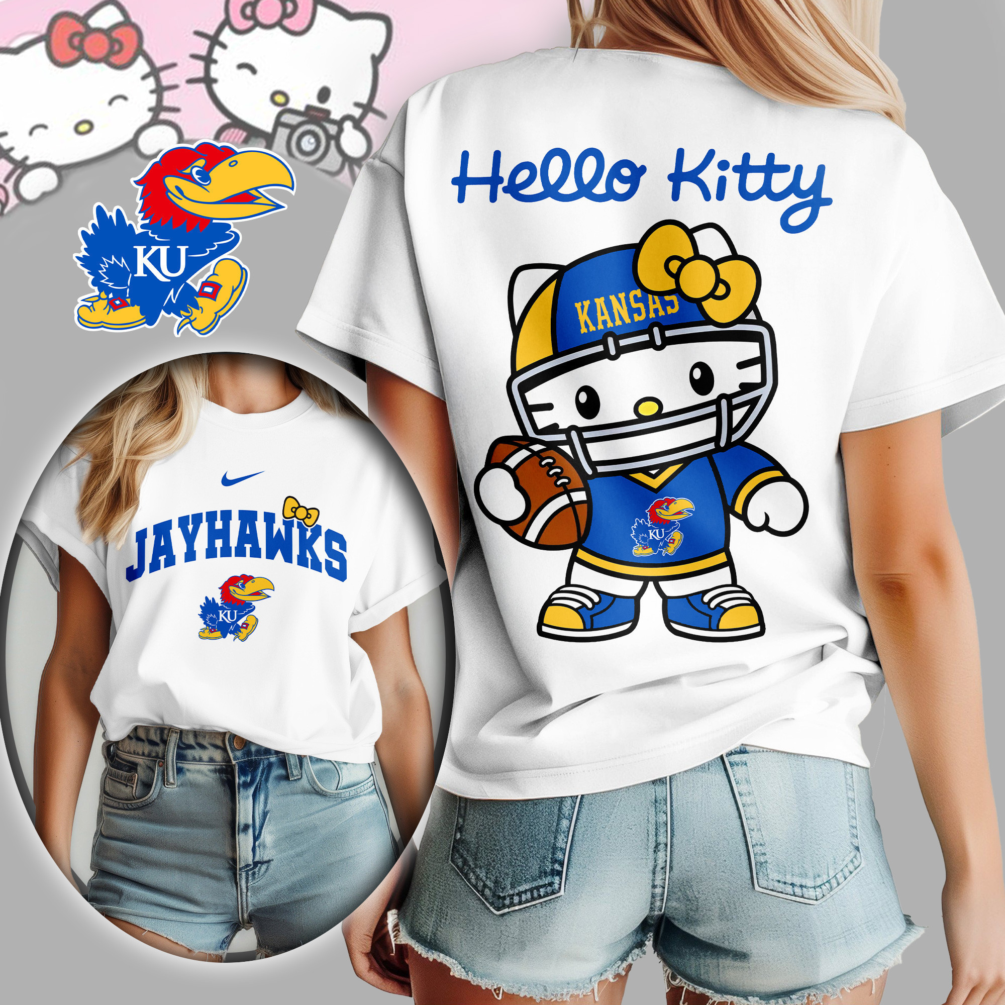 Kansas Jayhawks | Premium NCAA Hello Kitty Women's Shirt TD