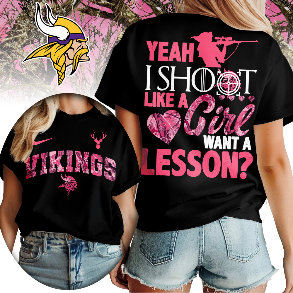 Minnesota Vikings | Premium NFL Shoot Like A Girl Women Shirt TD