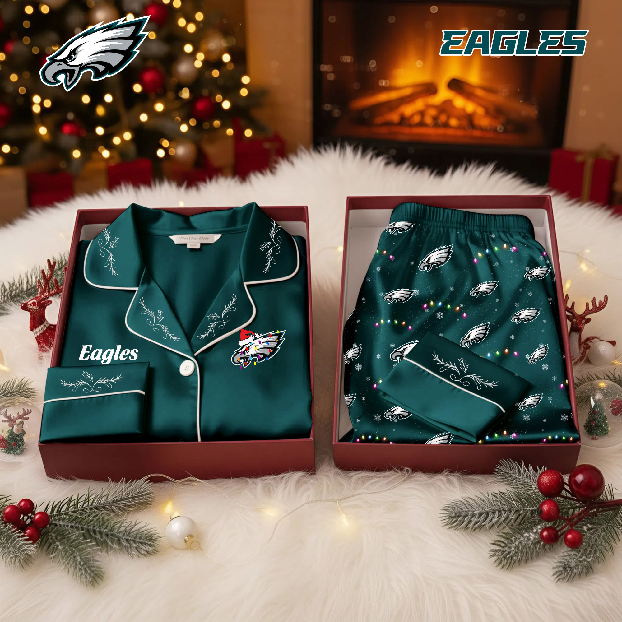 Philadelphia Eagles | Premium NFL Christmas Cozy Pajamas TD