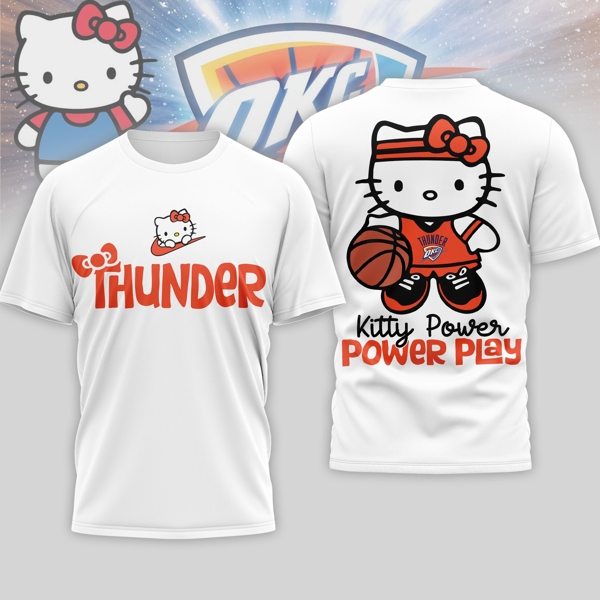 Oklahoma City Thunder | Premium NBA Hello Kitty Power Play 3D Shirt NP