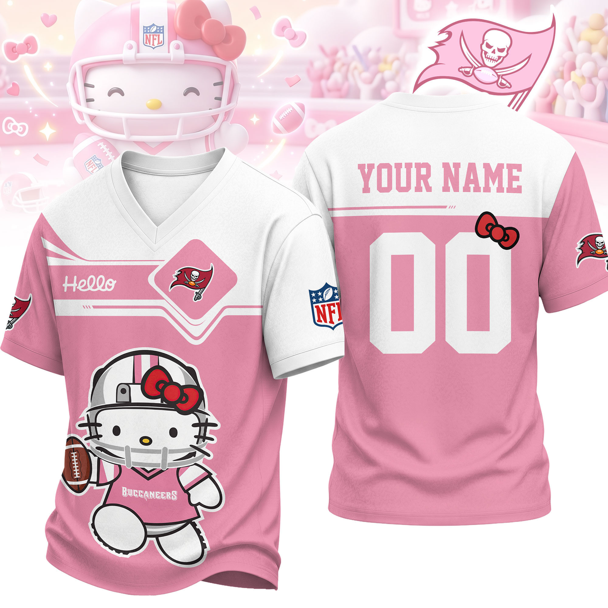 Tampa Bay Buccaneers | Premium NFL Touchdown Kitty V-Neck Jersey NTH1