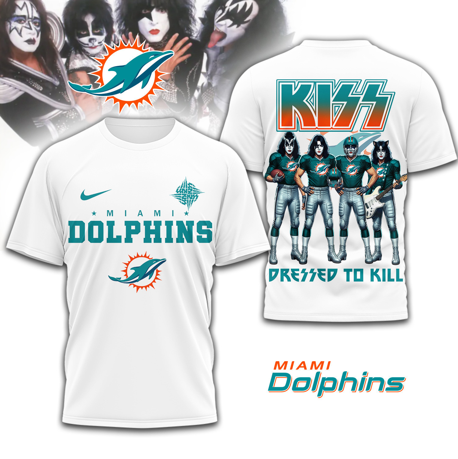 Miami Dolphins | Premium NFL Dressed to Kill Kiss Band 3D Shirt TD