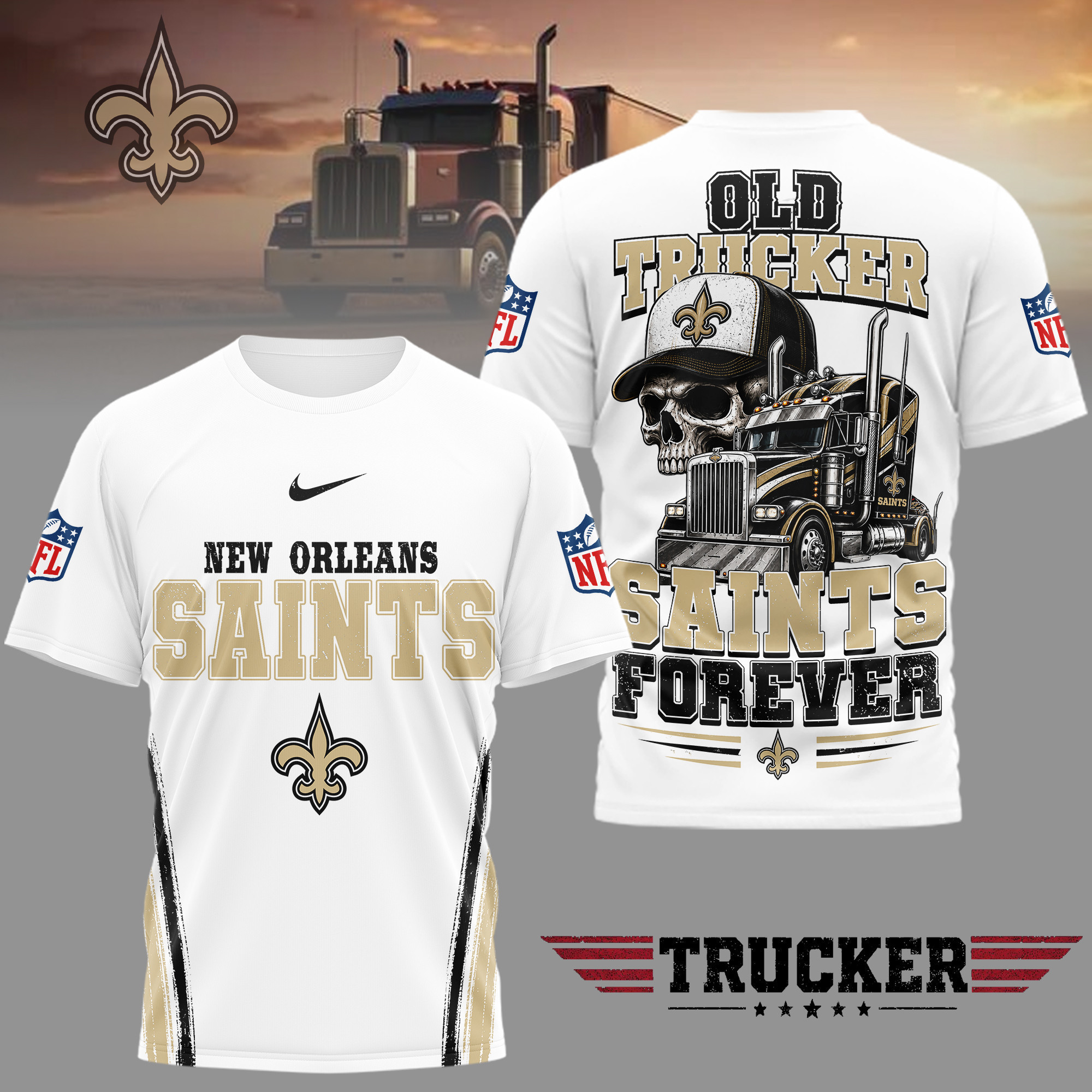 New Orleans Saints | Premium NFL Old Trucker Fan 3D Shirt TD