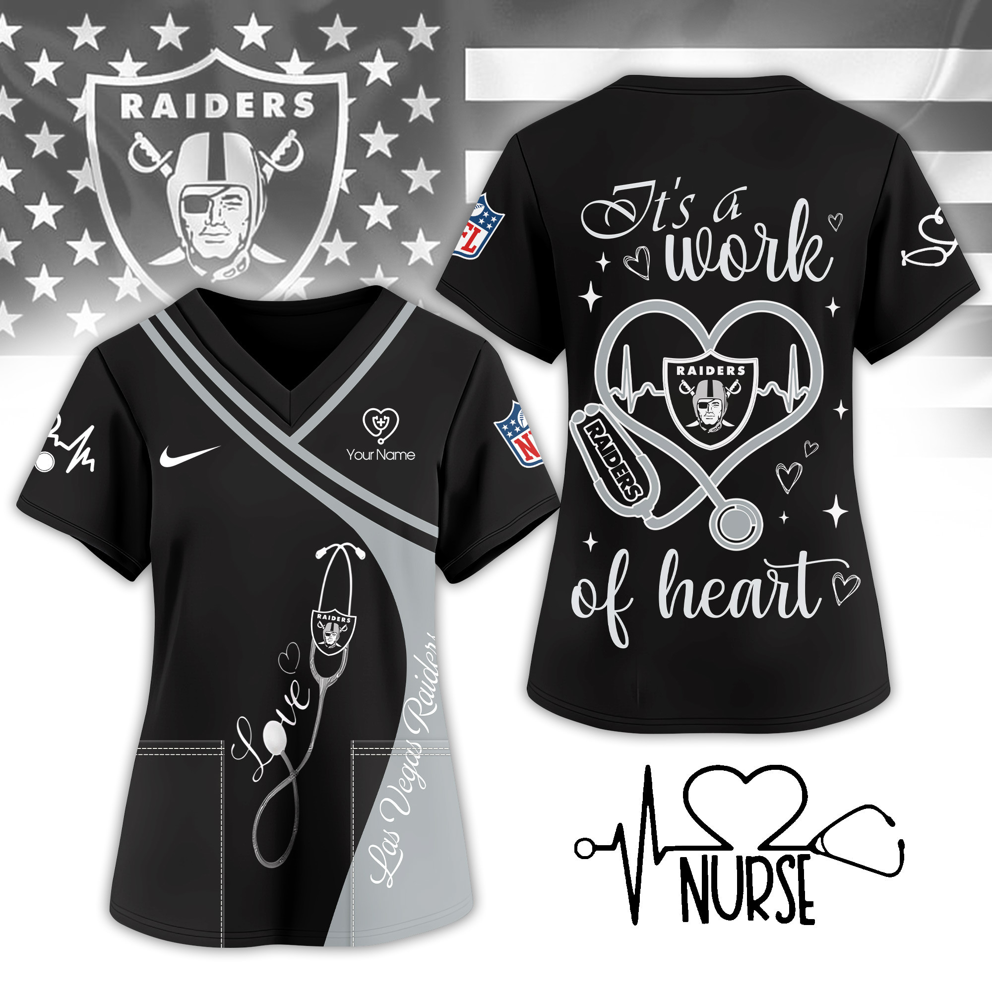 Las Vegas Raiders | Premium NFL Nurse Pride 3D Shirt NY